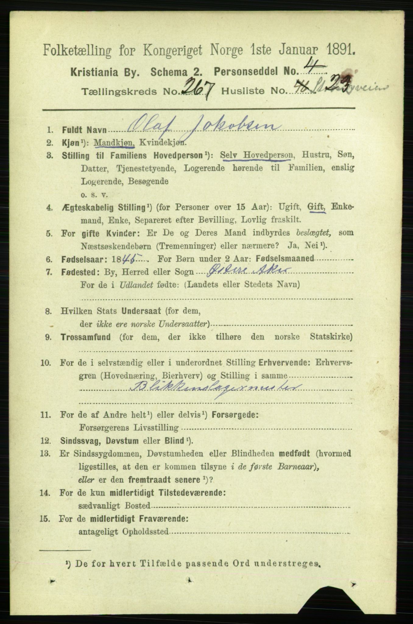 RA, 1891 census for 0301 Kristiania, 1891, p. 161823