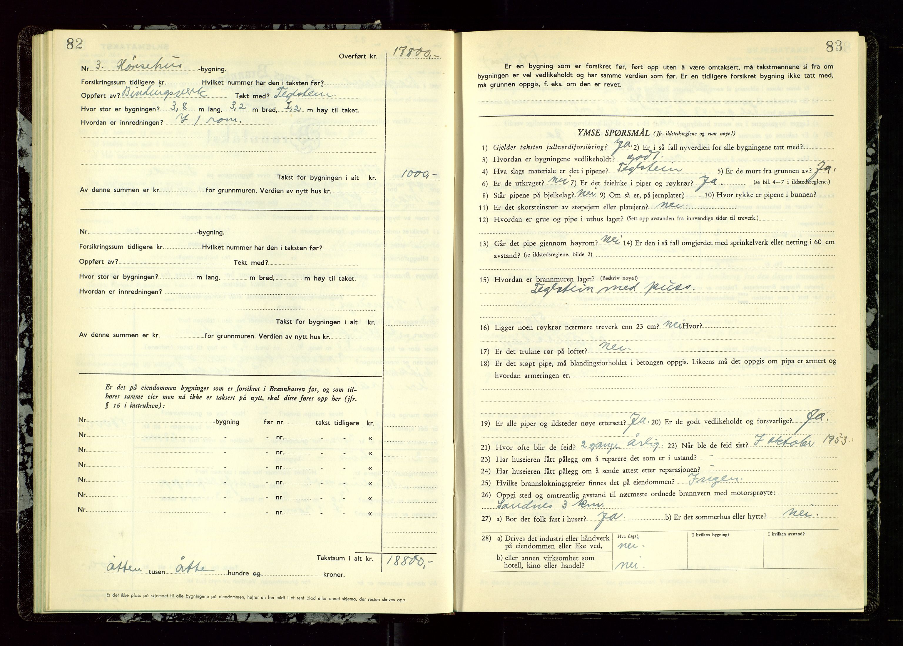 Høyland/Sandnes lensmannskontor, AV/SAST-A-100166/Gob/L0009: "Branntakstprotokoll", 1952-1955, p. 82-83