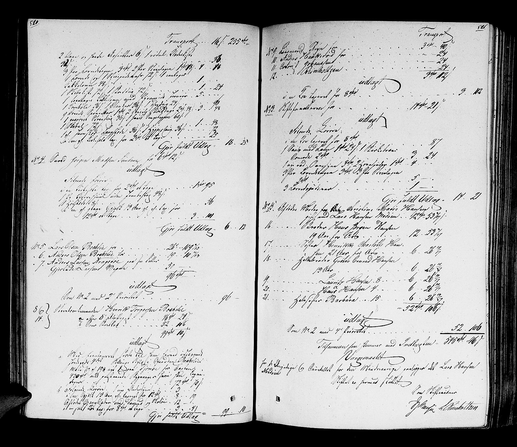 Larvik sorenskriveri, AV/SAKO-A-83/H/Hd/Hdd/L0002: Skifteutlodningsprotokoll, 1842-1851, p. 520-521