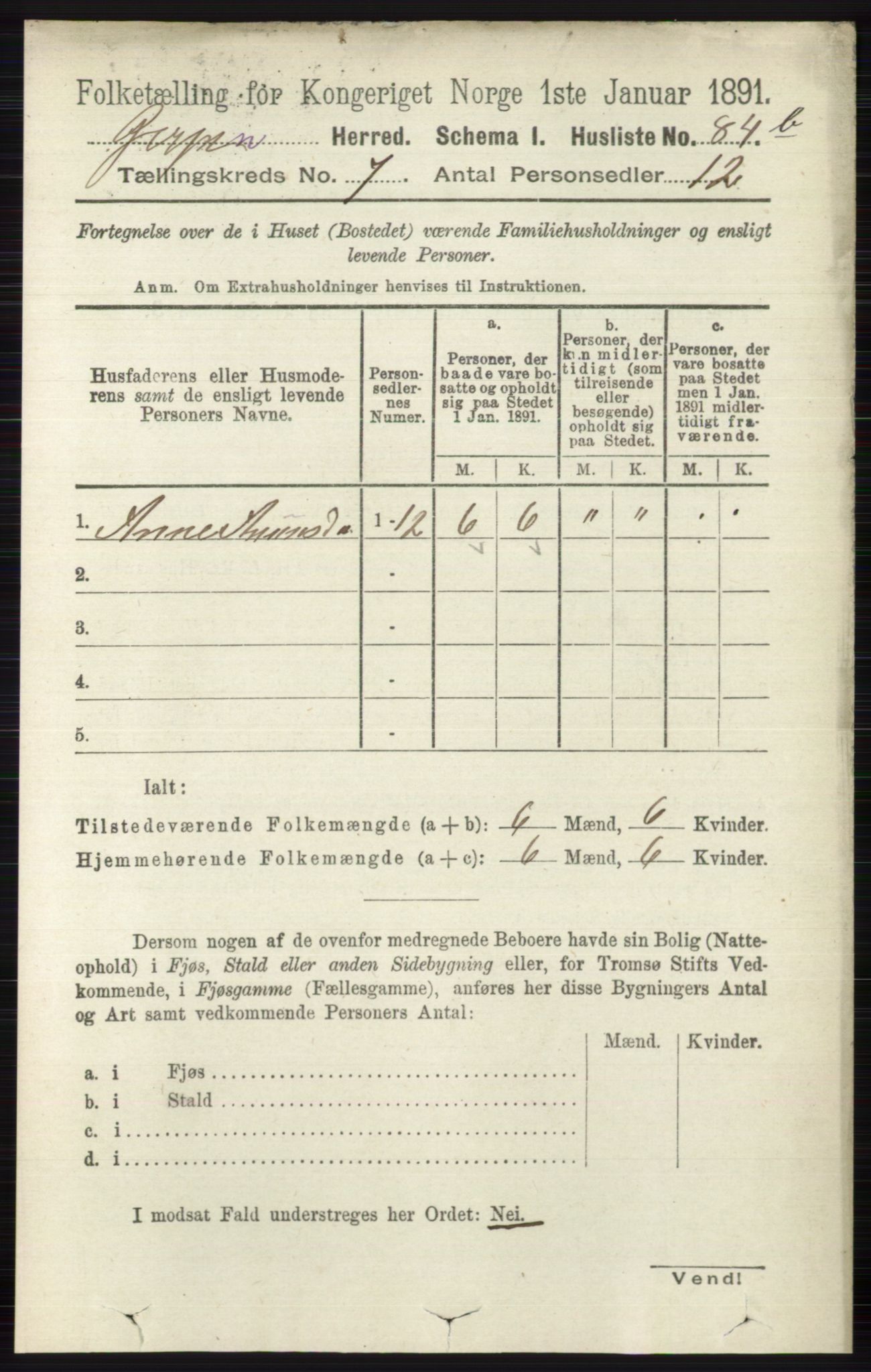 RA, 1891 census for 0812 Gjerpen, 1891, p. 3392