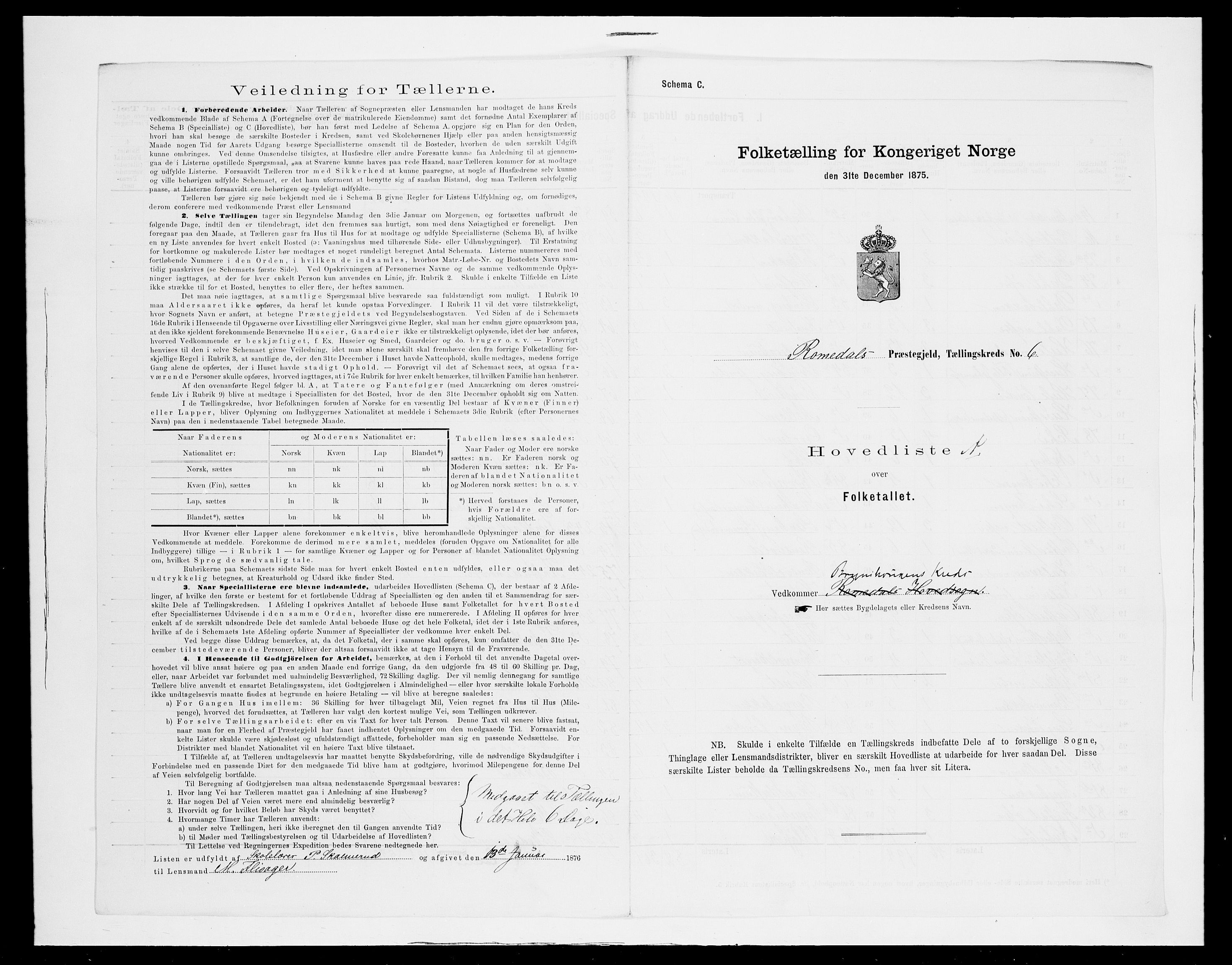 SAH, 1875 census for 0416P Romedal, 1875, p. 36