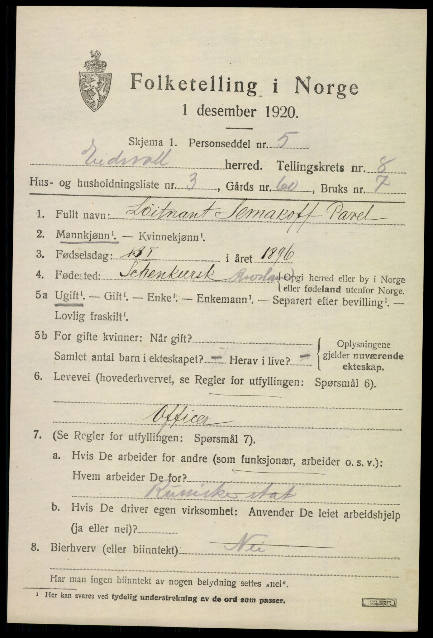 SAO, 1920 census for Eidsvoll, 1920, p. 12819