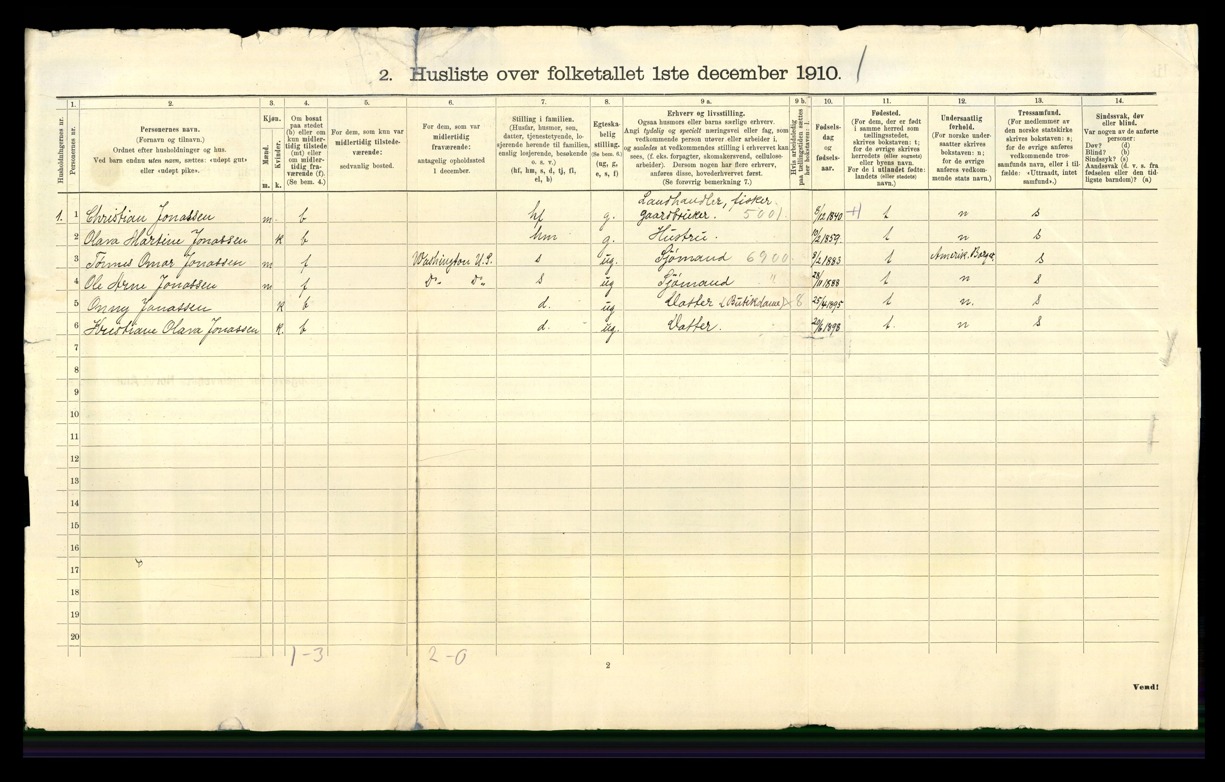 RA, 1910 census for Vanse, 1910, p. 78