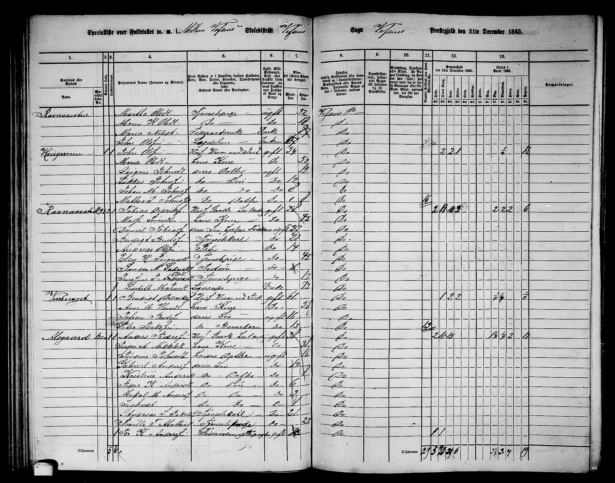 RA, 1865 census for Vefsn, 1865, p. 92