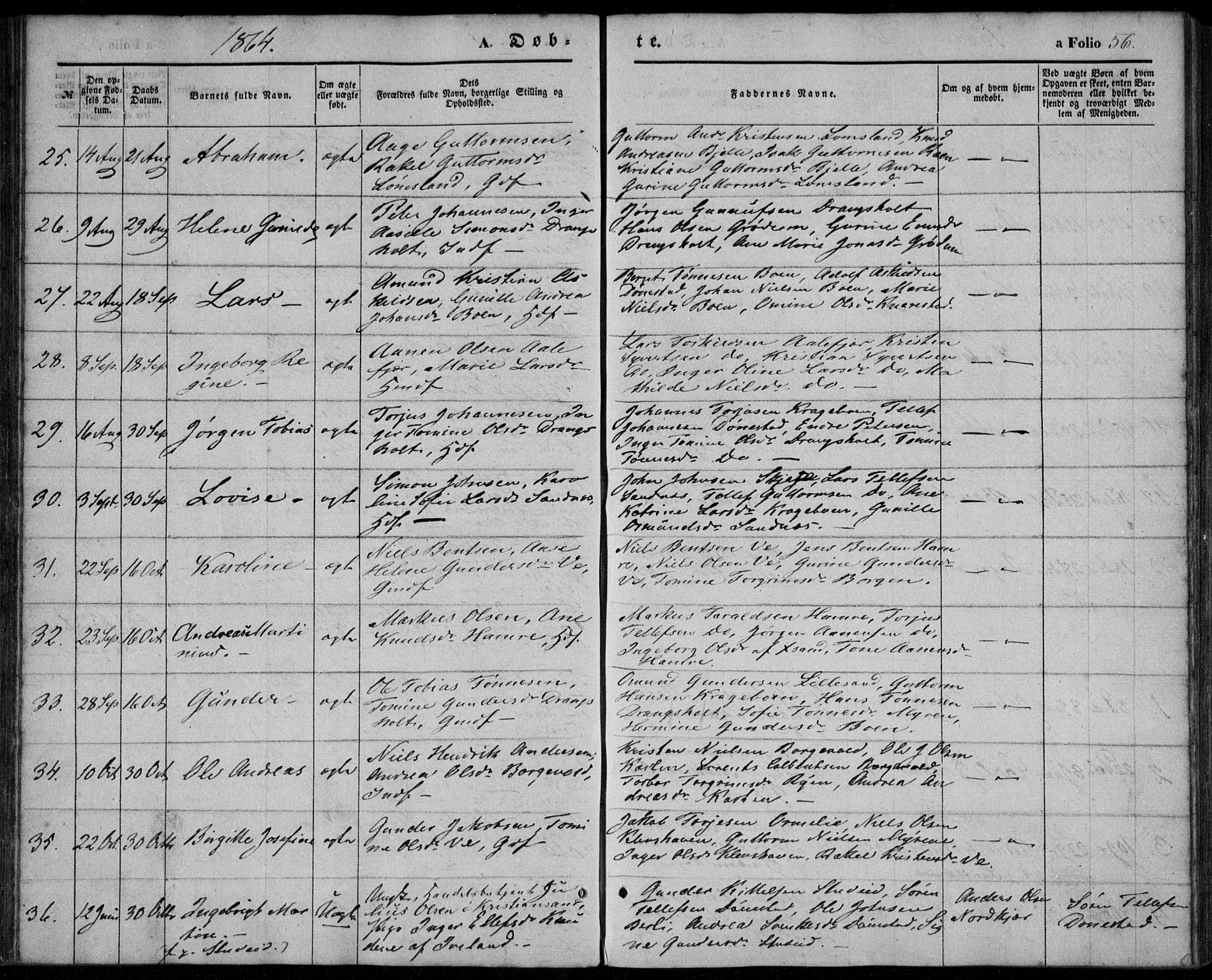 Tveit sokneprestkontor, AV/SAK-1111-0043/F/Fa/L0005: Parish register (official) no. A 5, 1853-1871, p. 56