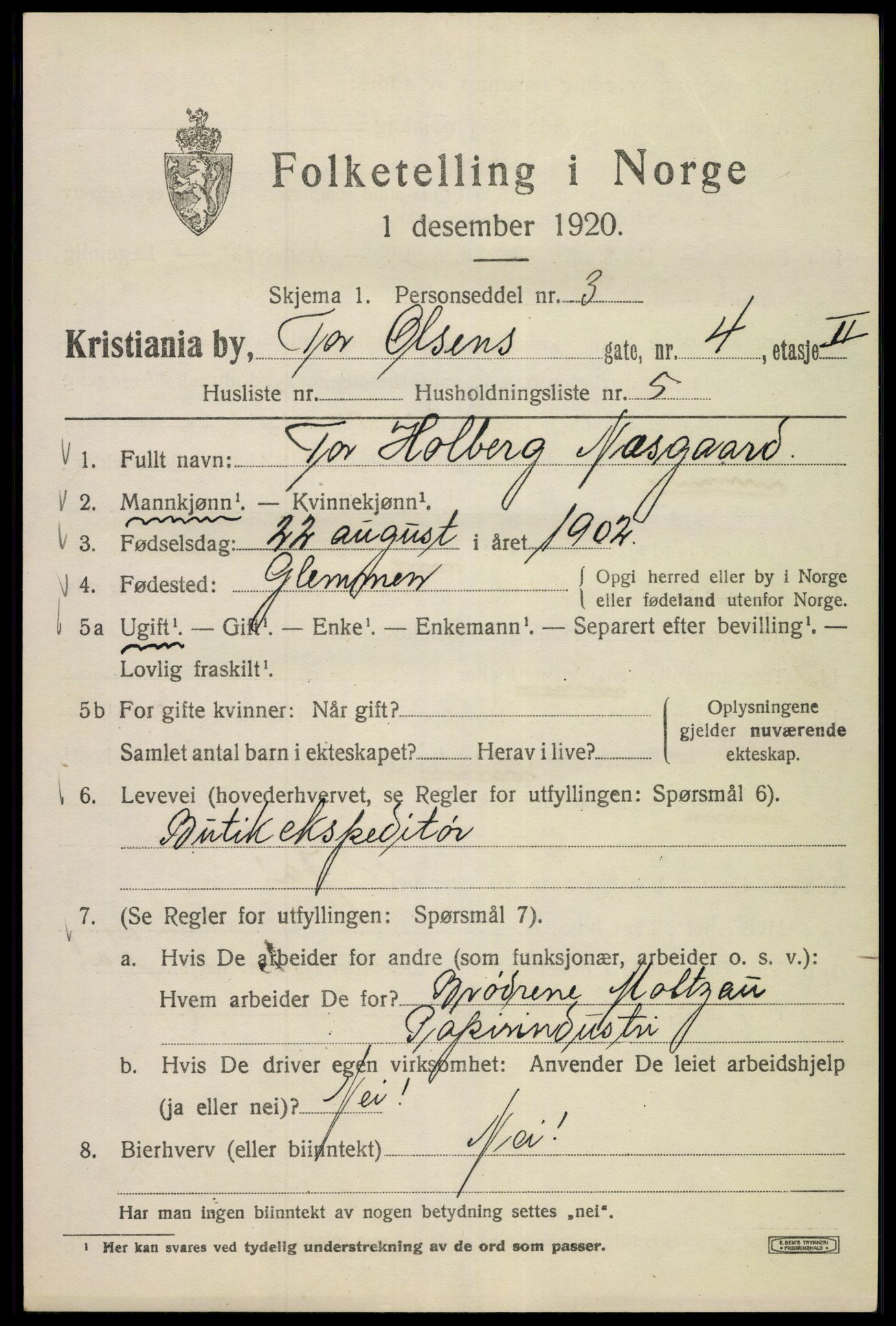SAO, 1920 census for Kristiania, 1920, p. 573415