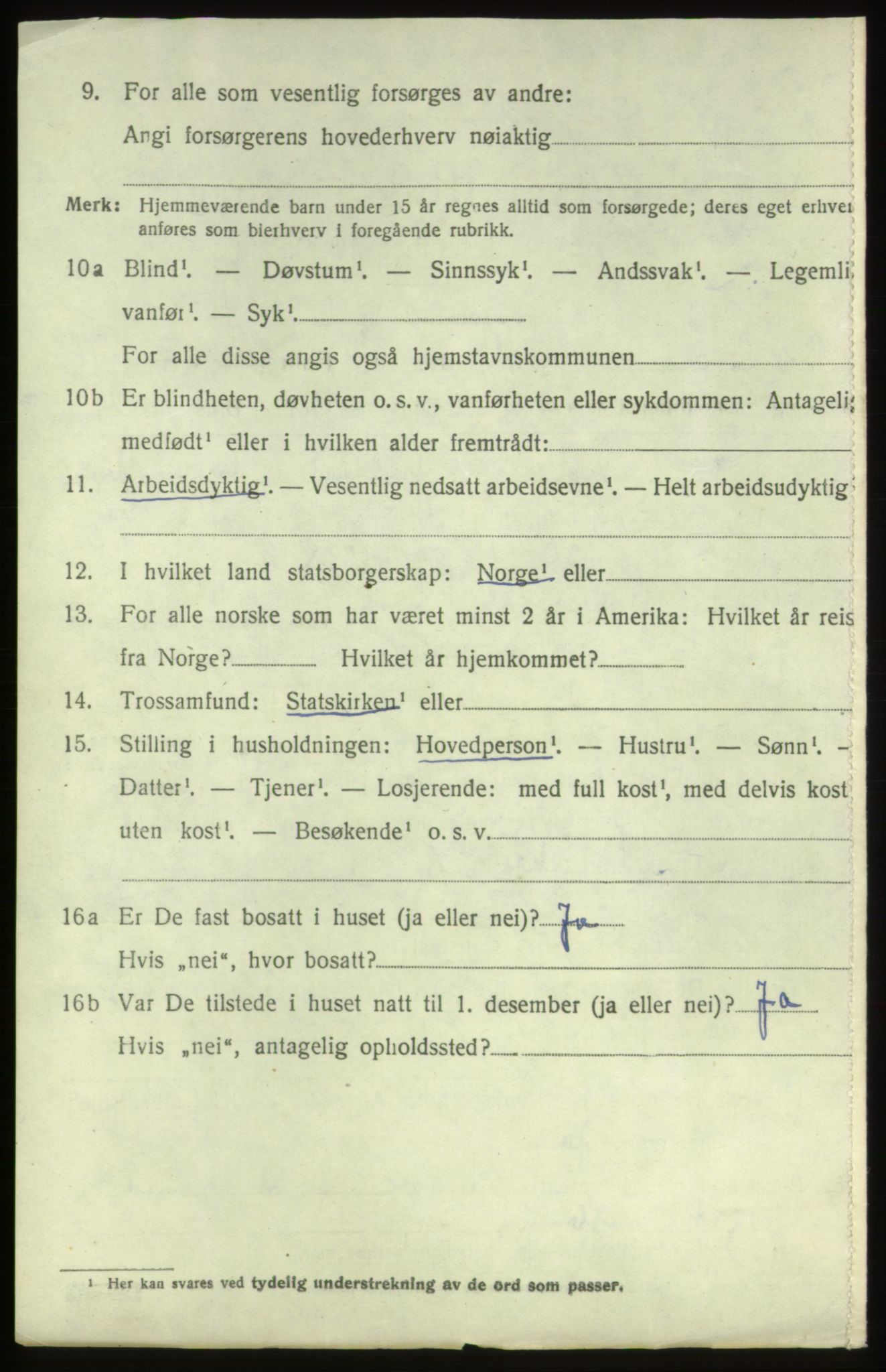 SAB, 1920 census for Bremnes, 1920, p. 6603