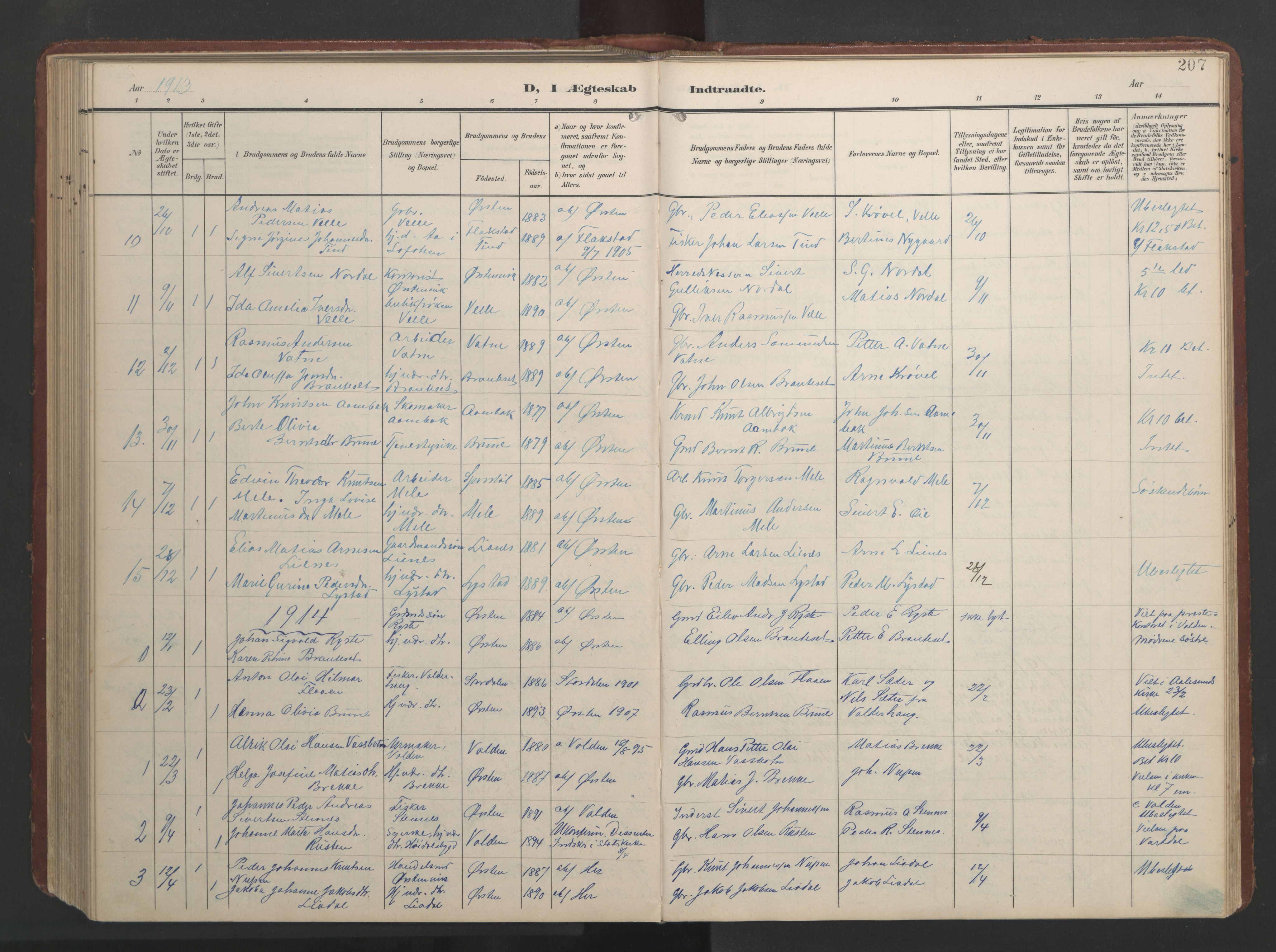 Ministerialprotokoller, klokkerbøker og fødselsregistre - Møre og Romsdal, AV/SAT-A-1454/513/L0190: Parish register (copy) no. 513C04, 1904-1926, p. 207