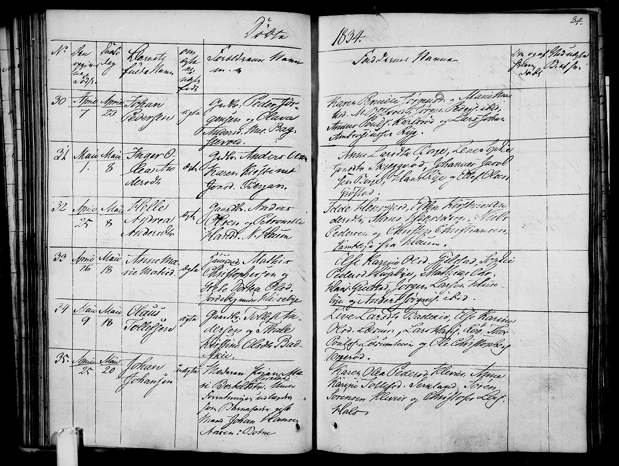 Våle kirkebøker, AV/SAKO-A-334/F/Fa/L0008: Parish register (official) no. I 8, 1824-1844, p. 84