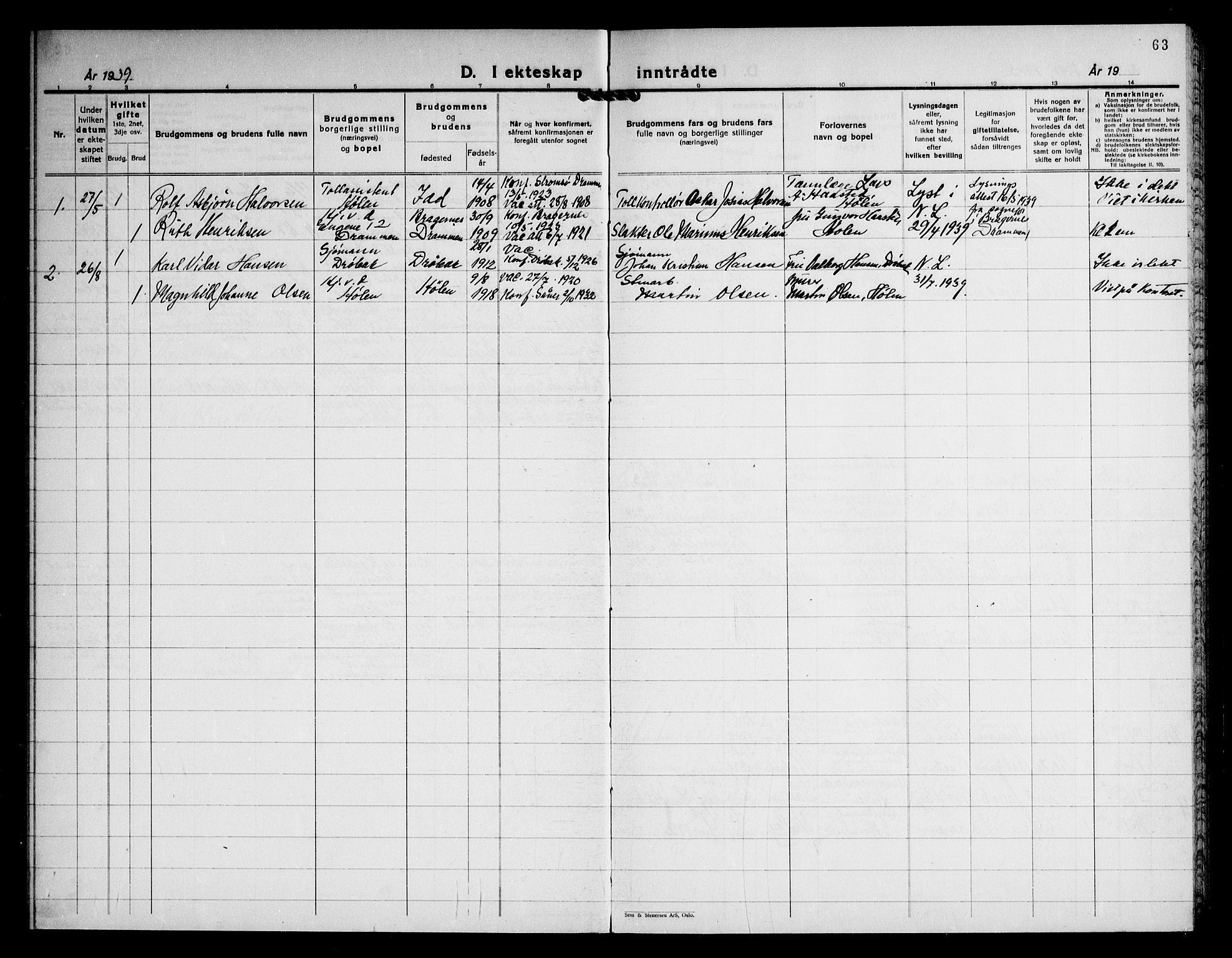 Vestby prestekontor Kirkebøker, AV/SAO-A-10893/F/Fe/L0002: Parish register (official) no. V 2, 1932-1946, p. 63