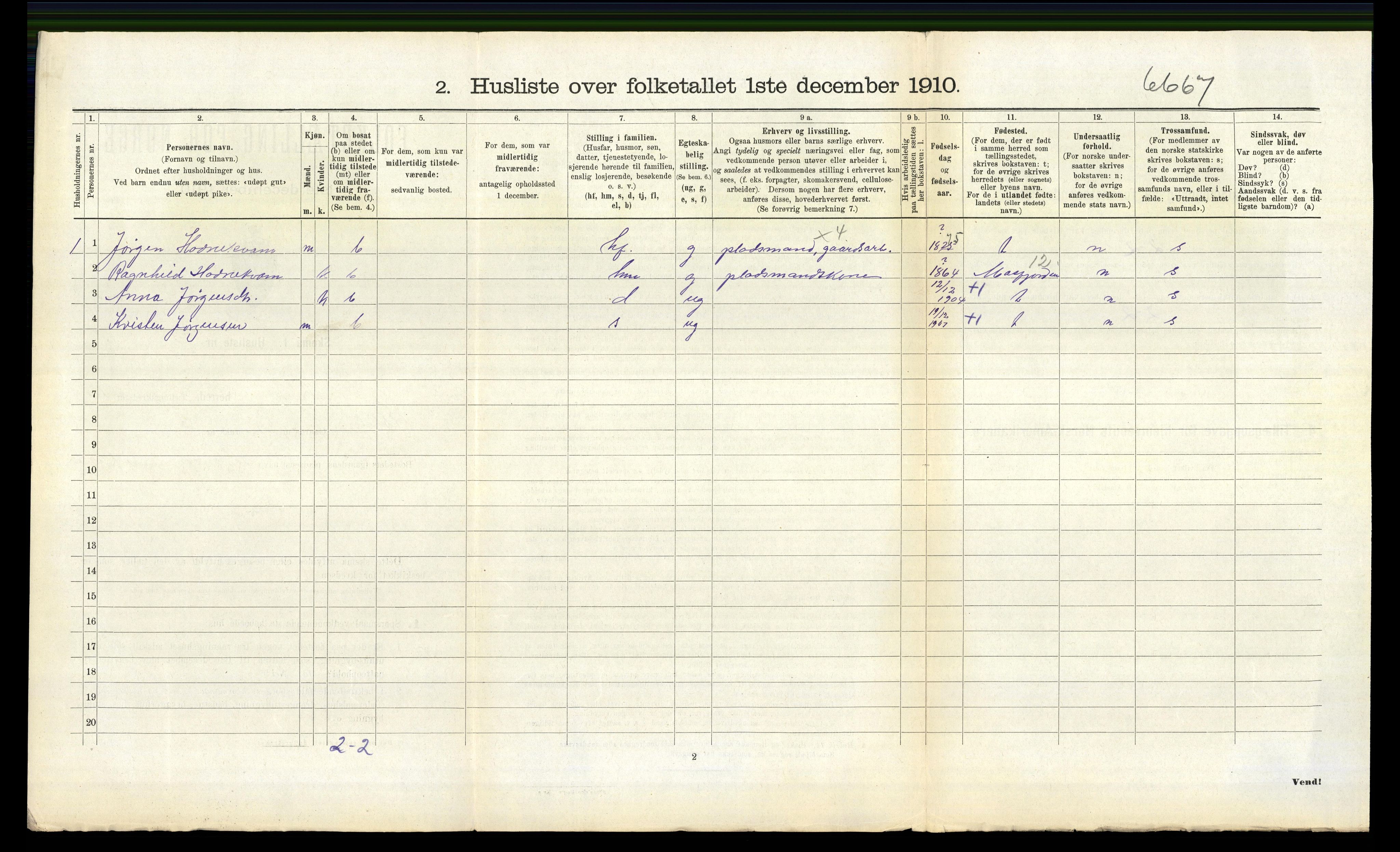 RA, 1910 census for Lindås, 1910, p. 1129