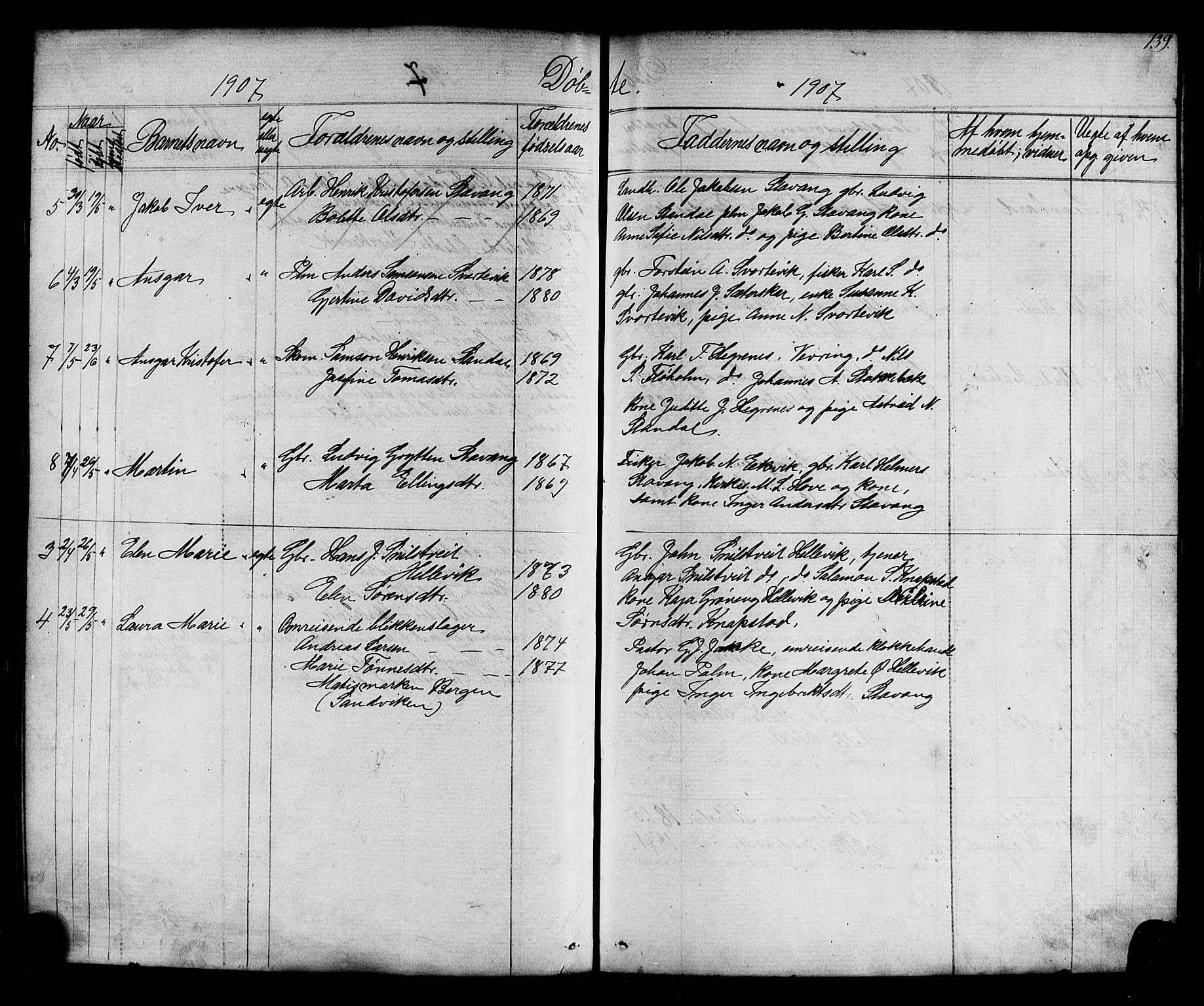 Kinn sokneprestembete, AV/SAB-A-80801/H/Hab/Habc/L0002: Parish register (copy) no. C 2, 1869-1918, p. 139