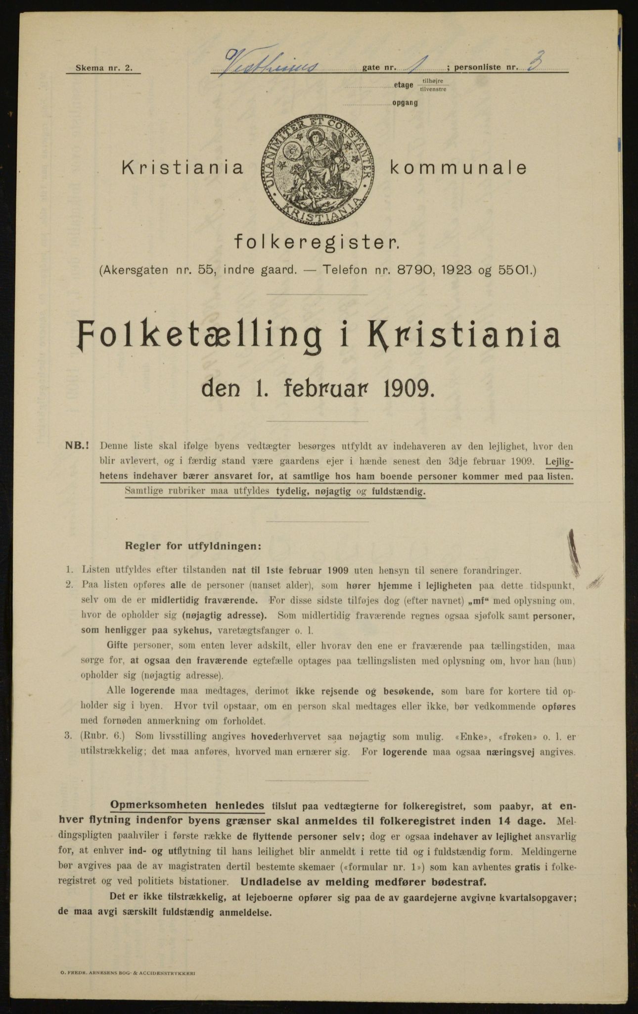 OBA, Municipal Census 1909 for Kristiania, 1909, p. 111075