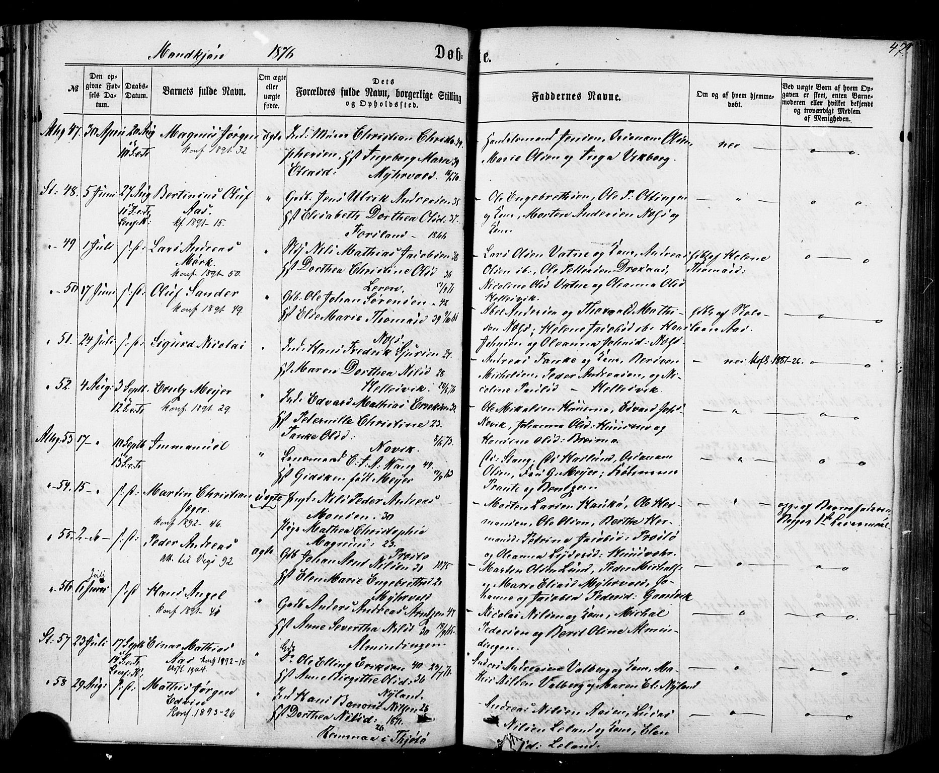 Ministerialprotokoller, klokkerbøker og fødselsregistre - Nordland, AV/SAT-A-1459/830/L0449: Parish register (official) no. 830A13, 1866-1886, p. 47