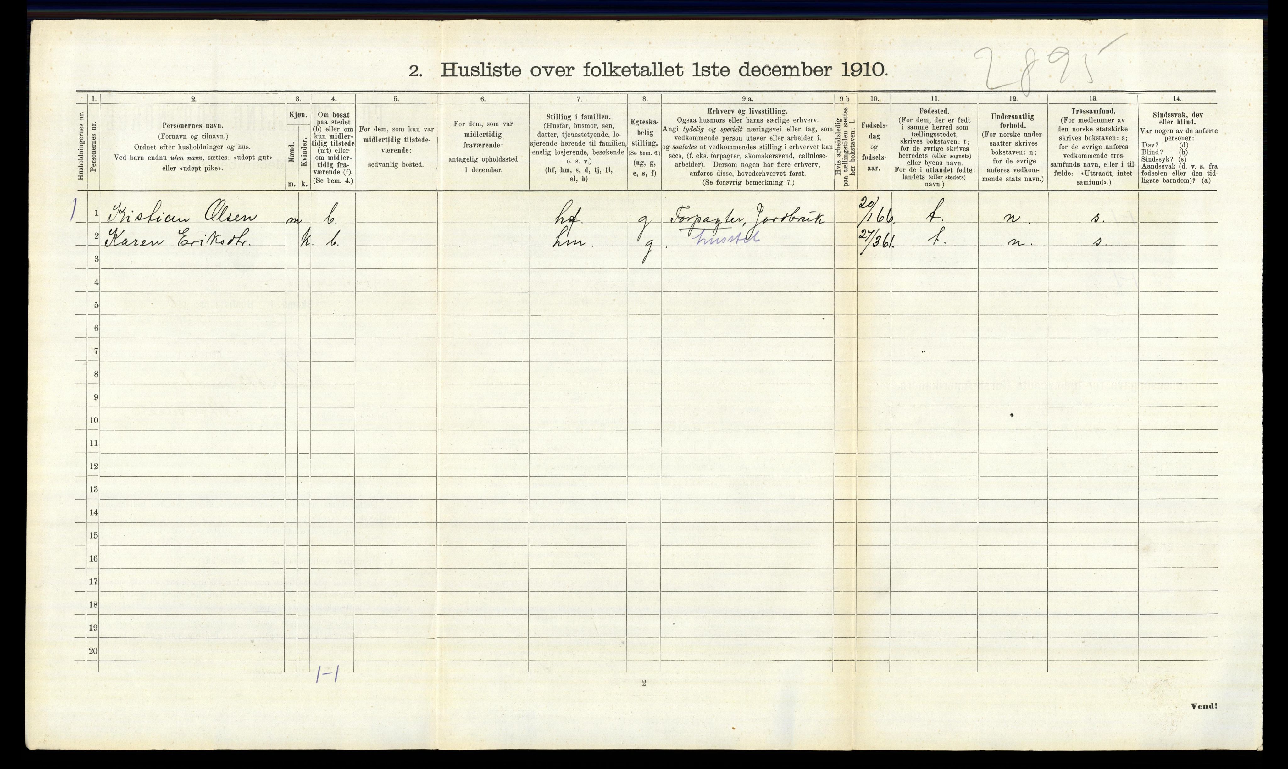 RA, 1910 census for Fåberg, 1910, p. 1073