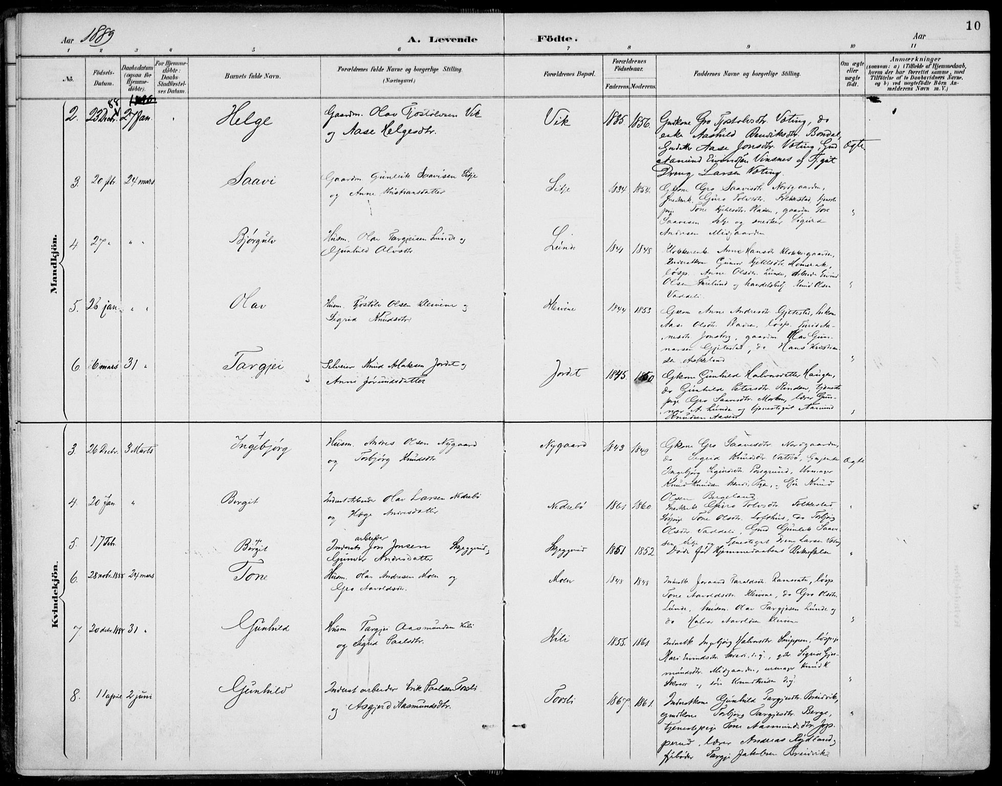 Fyresdal kirkebøker, SAKO/A-263/F/Fa/L0007: Parish register (official) no. I 7, 1887-1914, p. 10