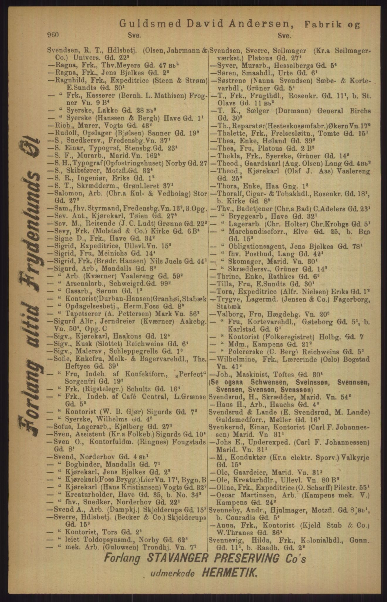 Kristiania/Oslo adressebok, PUBL/-, 1911, p. 960