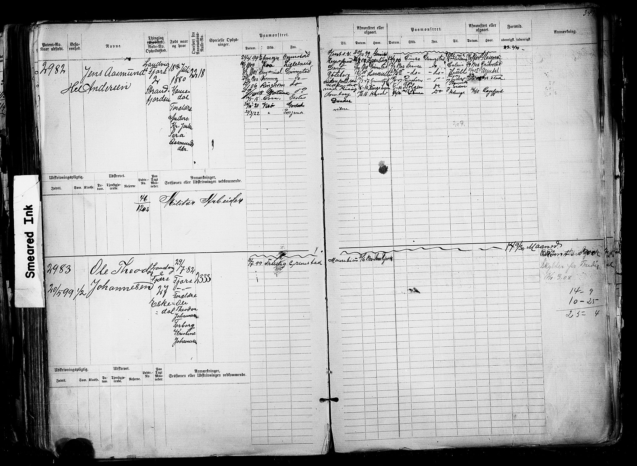 Grimstad mønstringskrets, AV/SAK-2031-0013/F/Fb/L0012: Hovedrulle nr 2291-3051, V-25, 1889-1900, p. 368