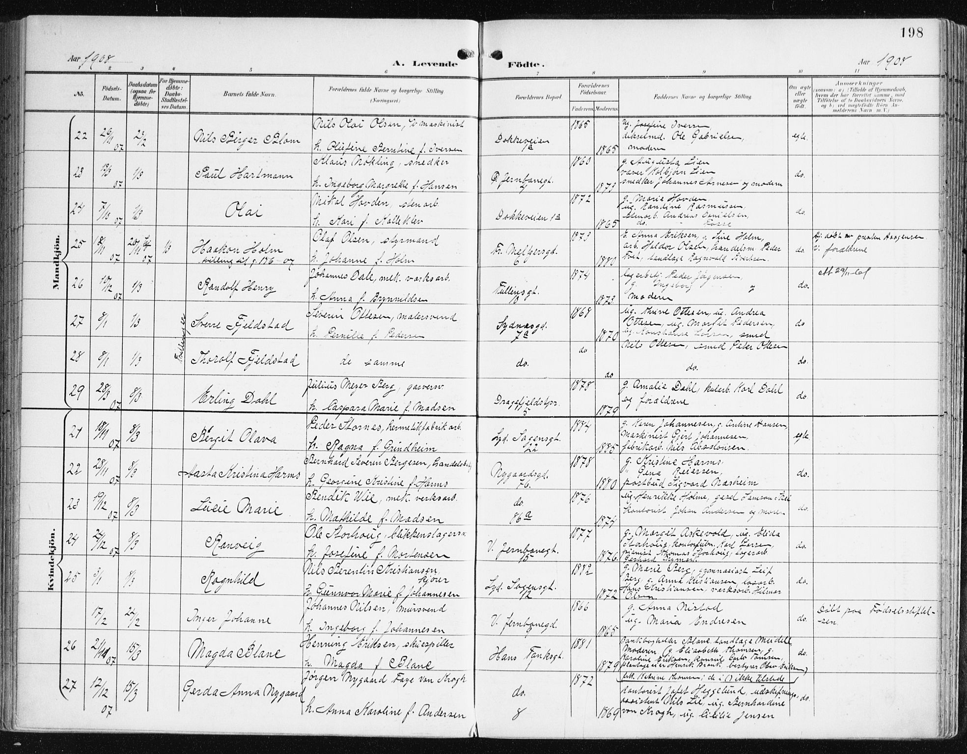 Johanneskirken sokneprestembete, AV/SAB-A-76001/H/Haa/L0002: Parish register (official) no. A 2, 1900-1912, p. 198