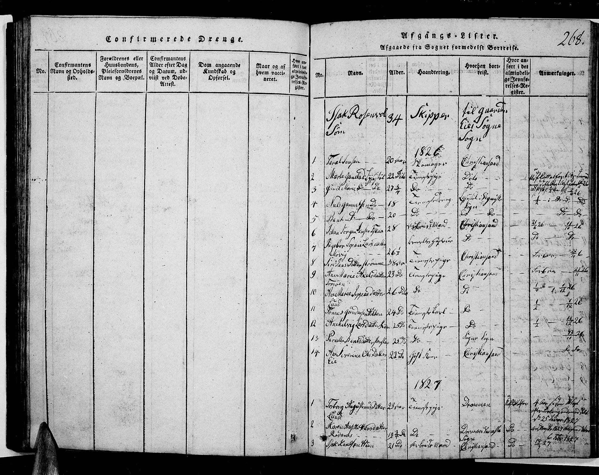 Oddernes sokneprestkontor, AV/SAK-1111-0033/F/Fb/Fba/L0003: Parish register (copy) no. B 3, 1820-1838, p. 268