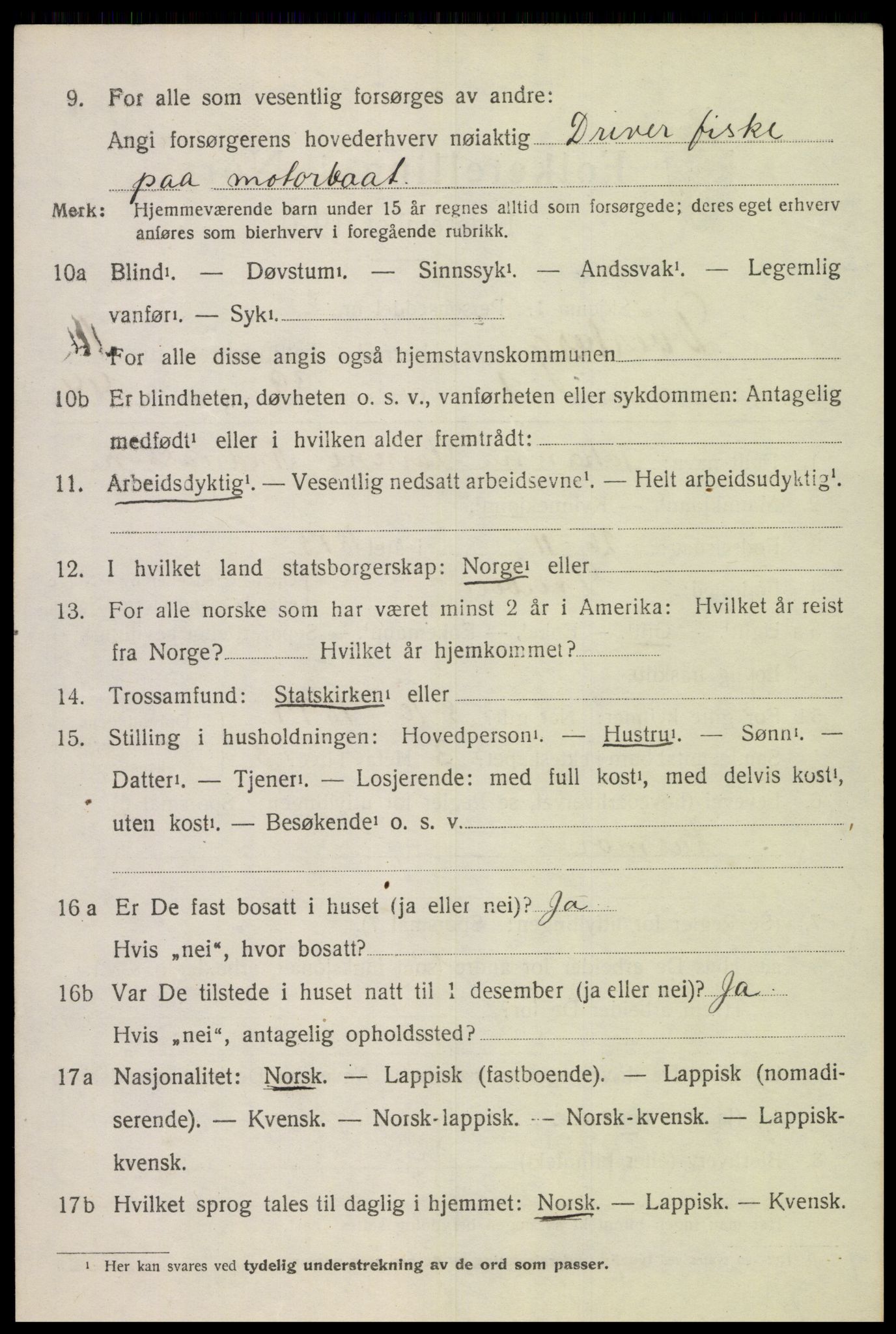 SAT, 1920 census for Dverberg, 1920, p. 1861