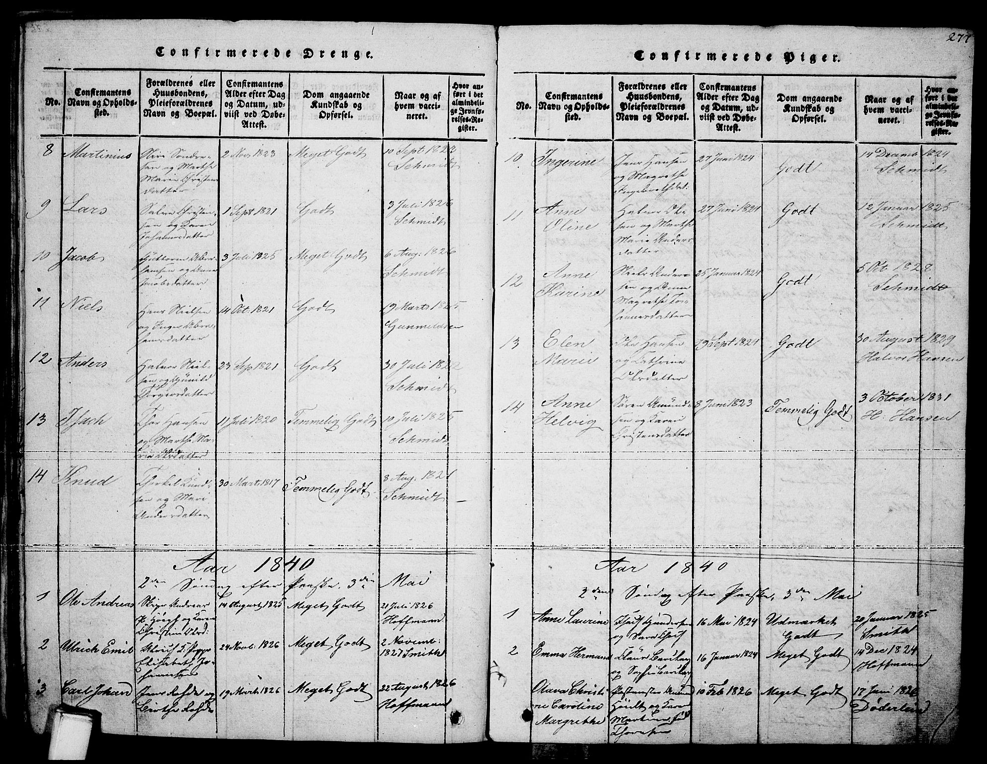 Brevik kirkebøker, SAKO/A-255/F/Fa/L0004: Parish register (official) no. 4, 1814-1846, p. 277