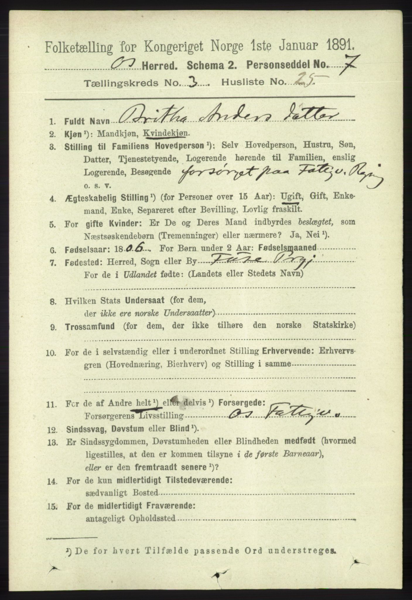 RA, 1891 census for 1243 Os, 1891, p. 1035