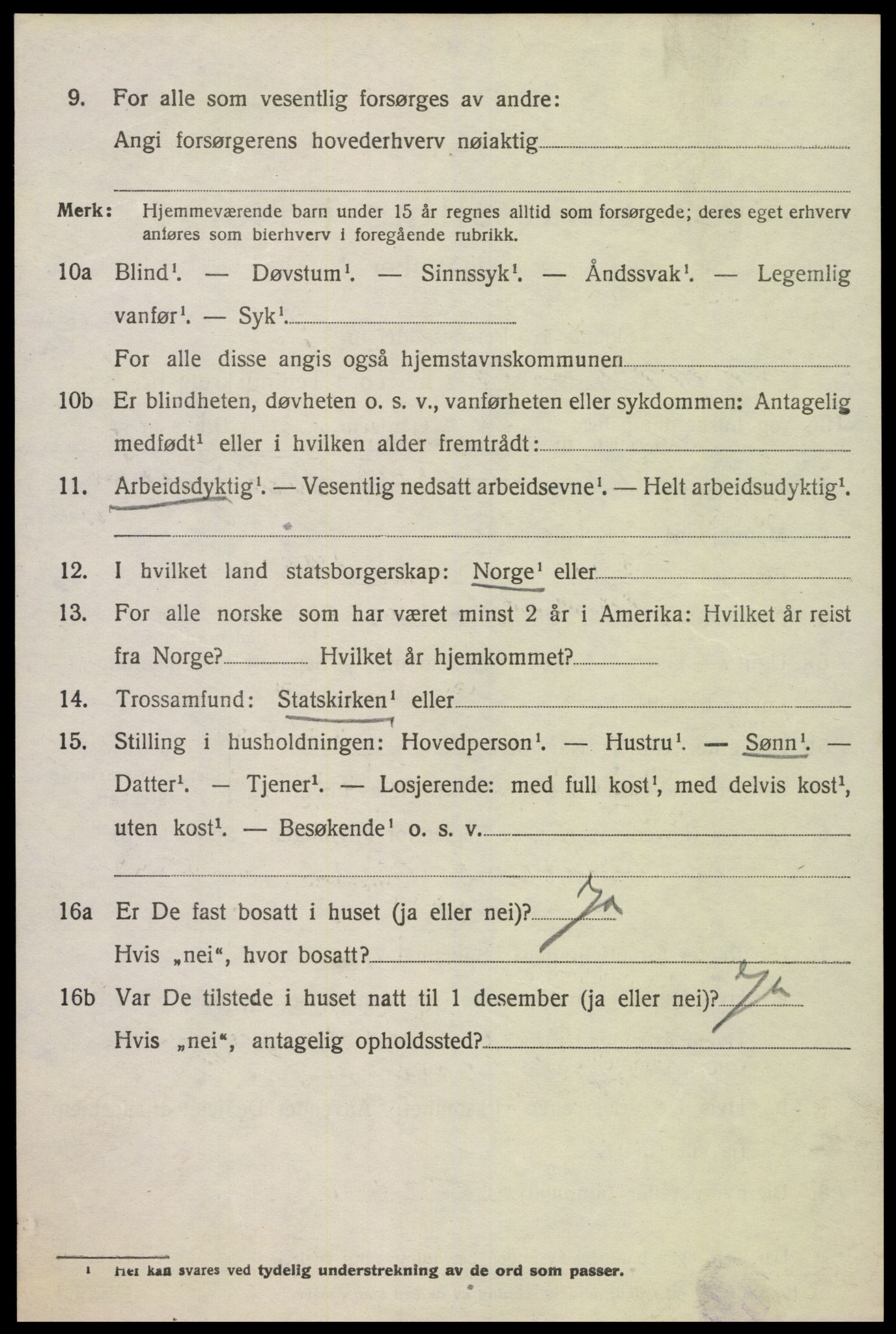 SAK, 1920 census for Oddernes, 1920, p. 5392