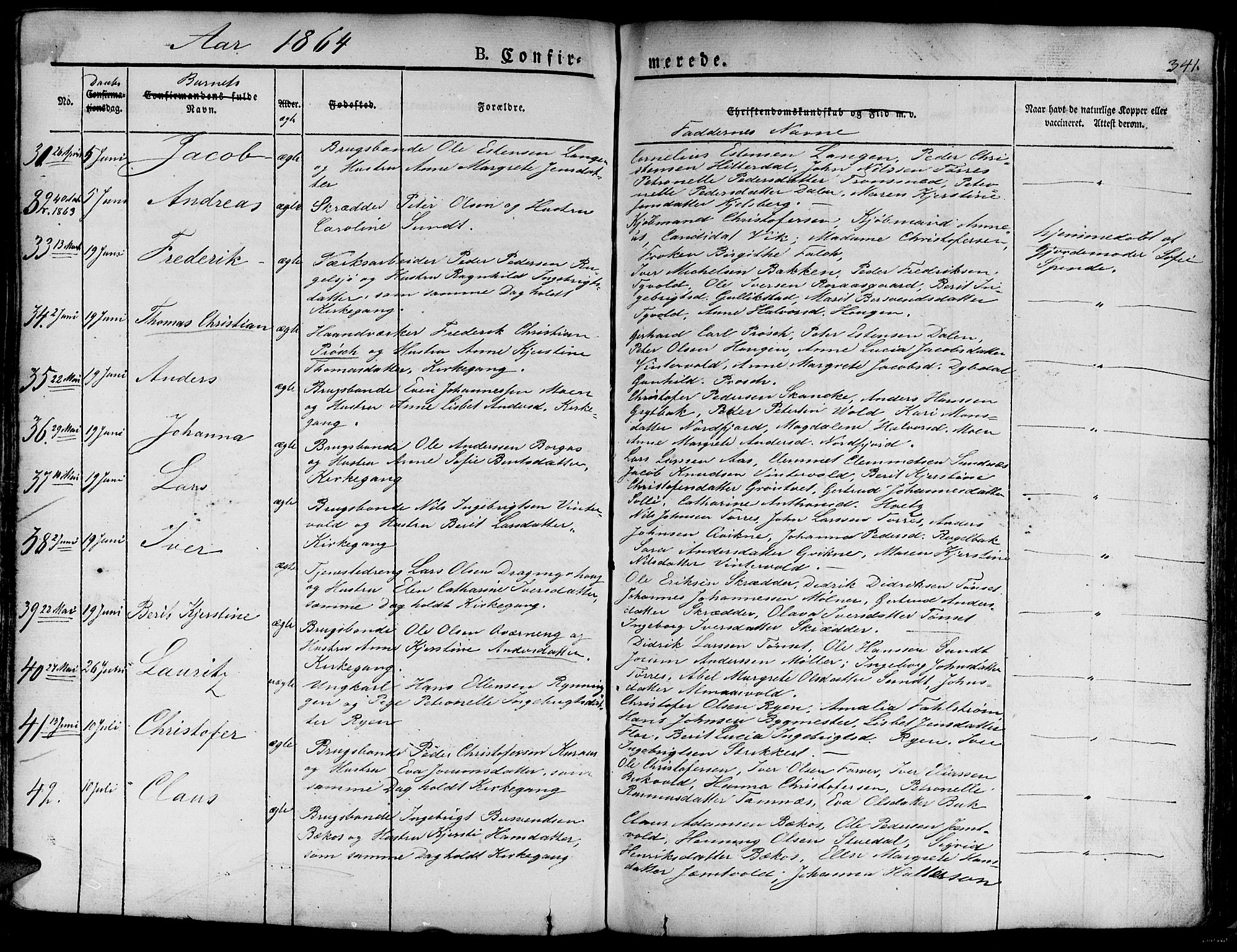 Ministerialprotokoller, klokkerbøker og fødselsregistre - Sør-Trøndelag, AV/SAT-A-1456/681/L0938: Parish register (copy) no. 681C02, 1829-1879, p. 341