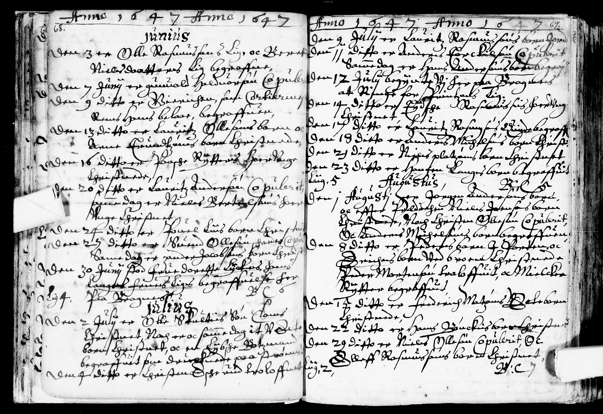 Bragernes kirkebøker, SAKO/A-6/F/Fa/L0001: Parish register (official) no. I 1, 1634-1662, p. 68-69