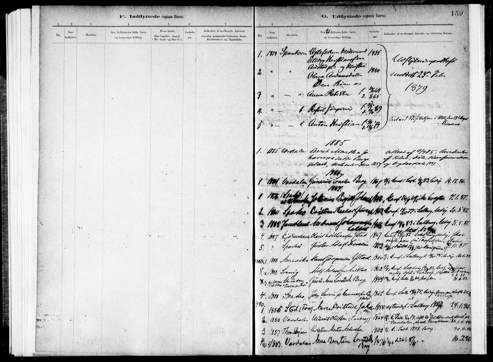 Ministerialprotokoller, klokkerbøker og fødselsregistre - Nord-Trøndelag, AV/SAT-A-1458/731/L0309: Parish register (official) no. 731A01, 1879-1918, p. 159