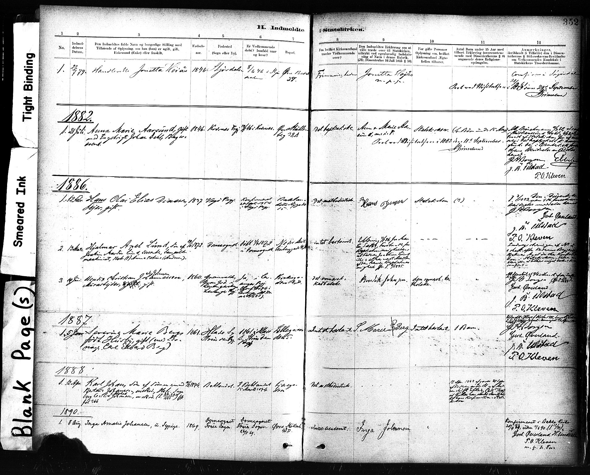 Ministerialprotokoller, klokkerbøker og fødselsregistre - Sør-Trøndelag, AV/SAT-A-1456/604/L0189: Parish register (official) no. 604A10, 1878-1892, p. 352