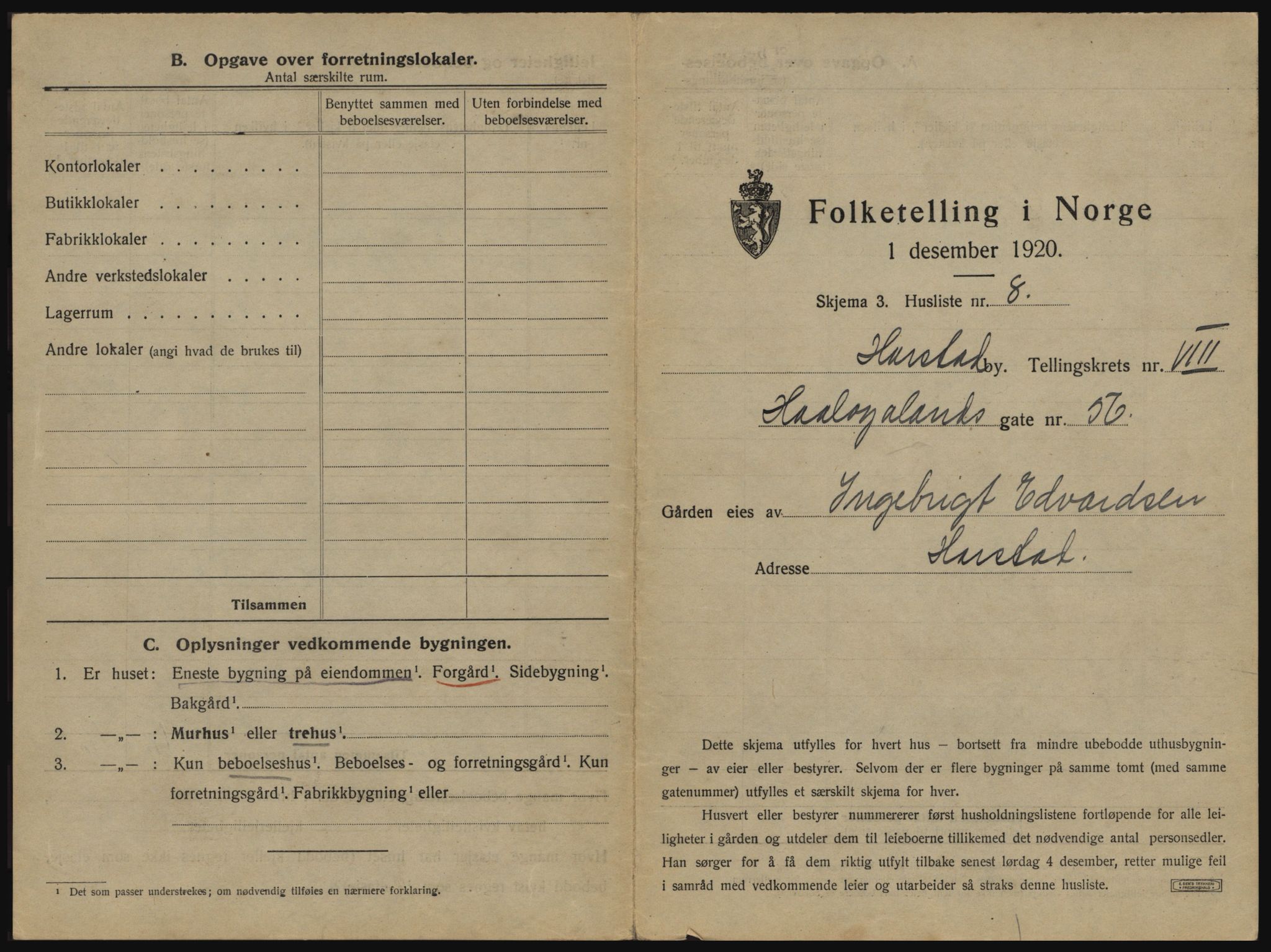 SATØ, 1920 census for Harstad, 1920, p. 779