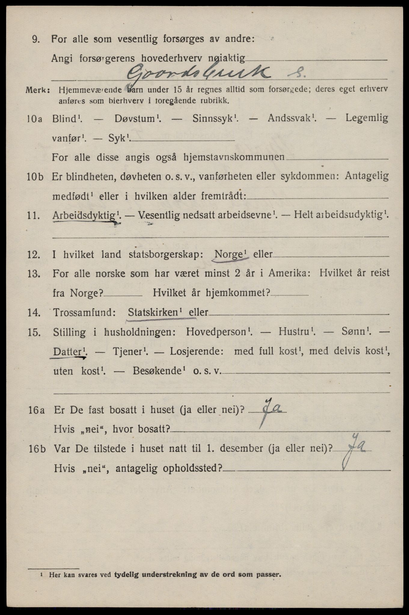 SAST, 1920 census for Skjold, 1920, p. 3911