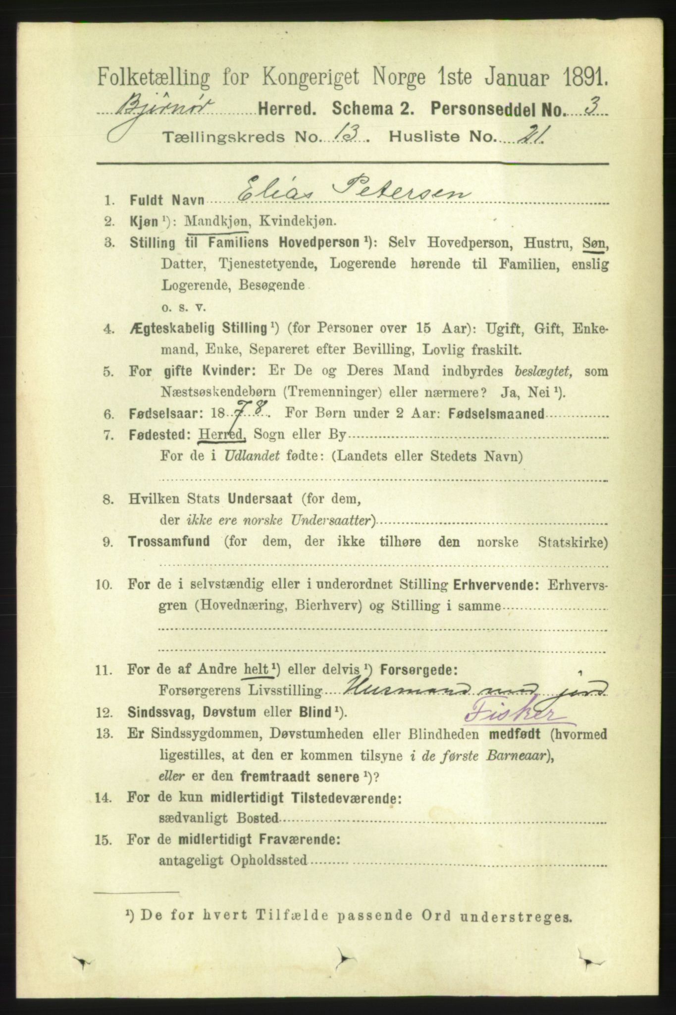 RA, 1891 census for 1632 Bjørnør, 1891, p. 5684