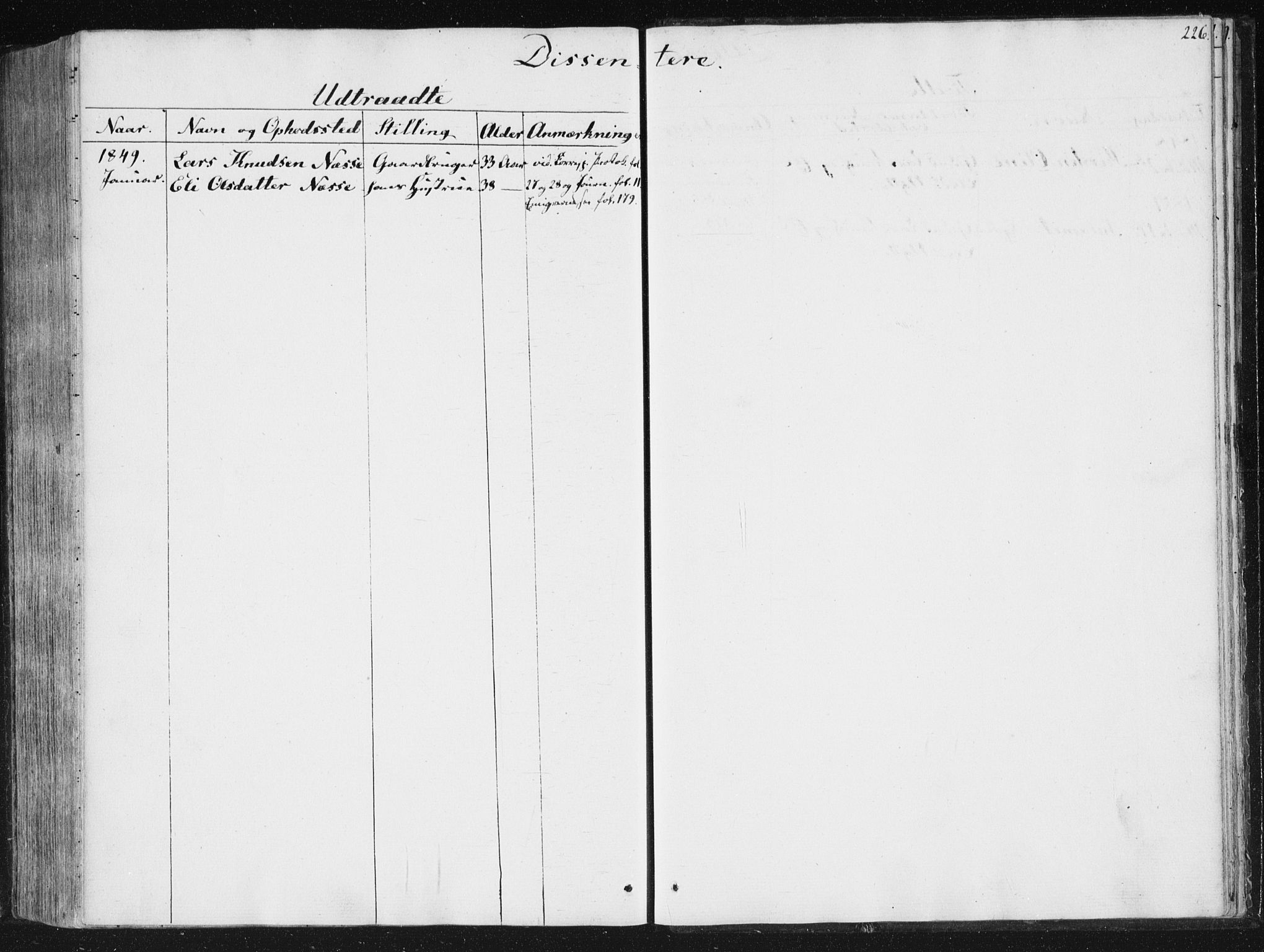 Hjelmeland sokneprestkontor, AV/SAST-A-101843/01/IV/L0008: Parish register (official) no. A 8, 1842-1861, p. 226