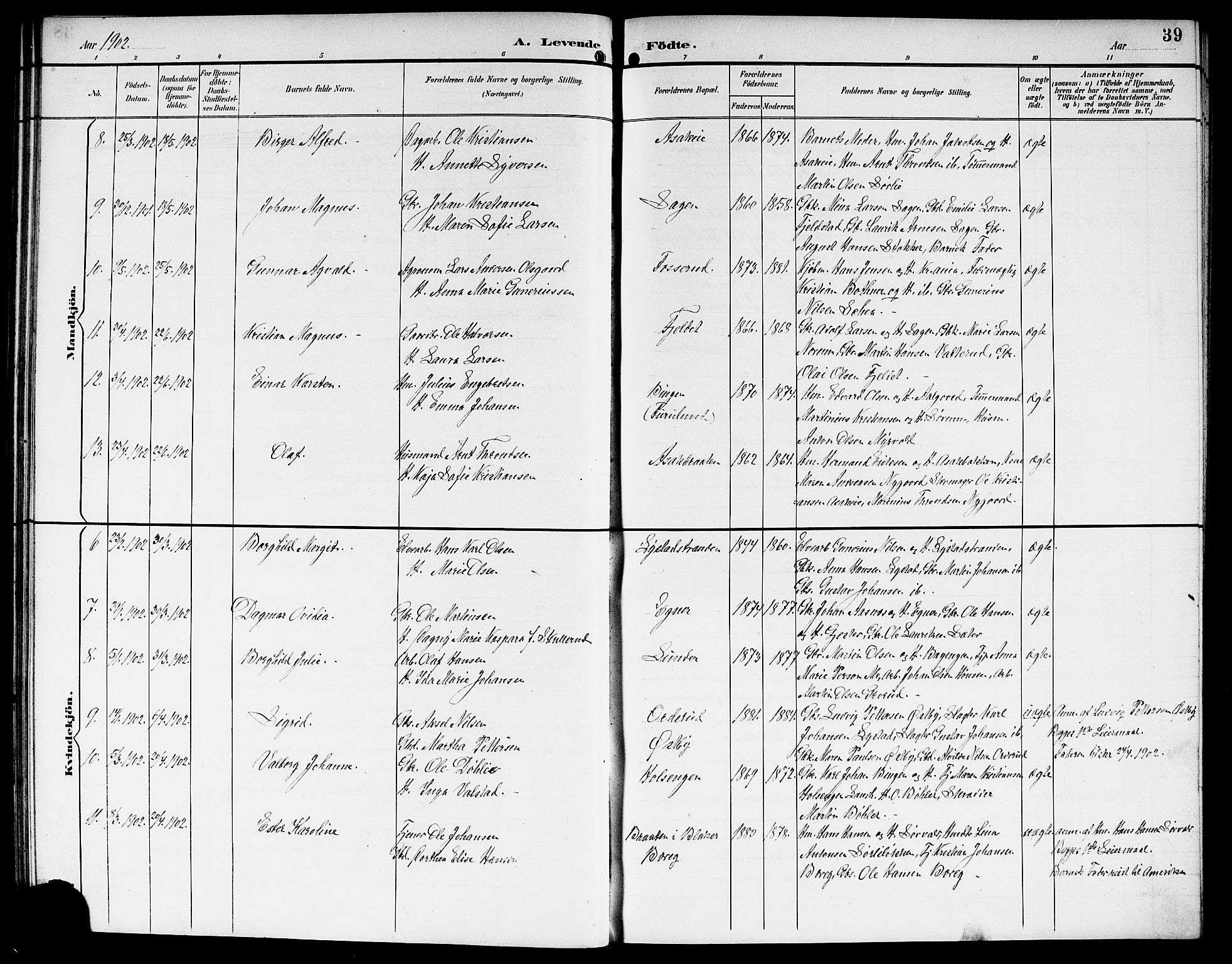 Sørum prestekontor Kirkebøker, AV/SAO-A-10303/G/Ga/L0006: Parish register (copy) no. I 6, 1894-1906, p. 39