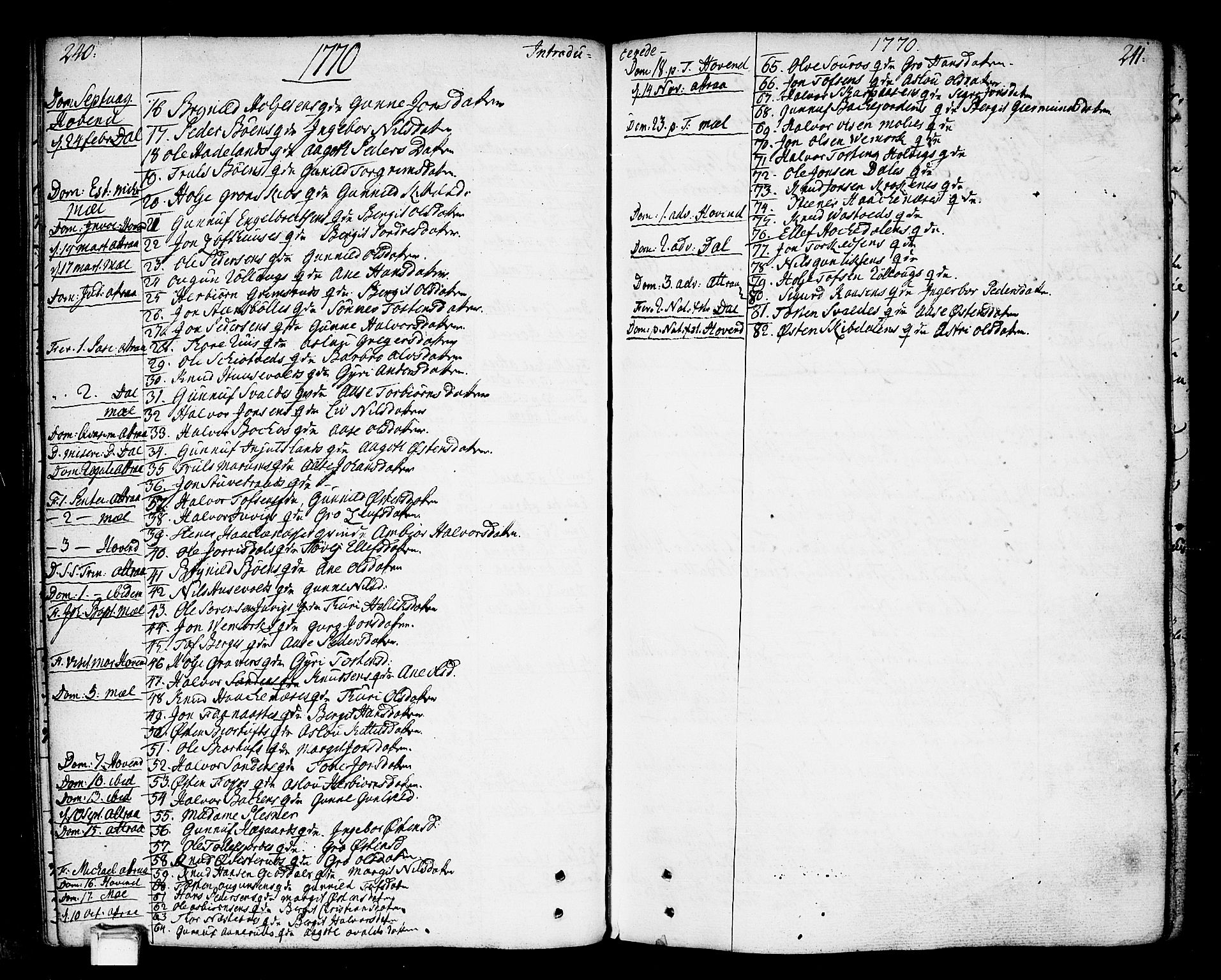 Tinn kirkebøker, AV/SAKO-A-308/F/Fa/L0002: Parish register (official) no. I 2, 1757-1810, p. 240-241