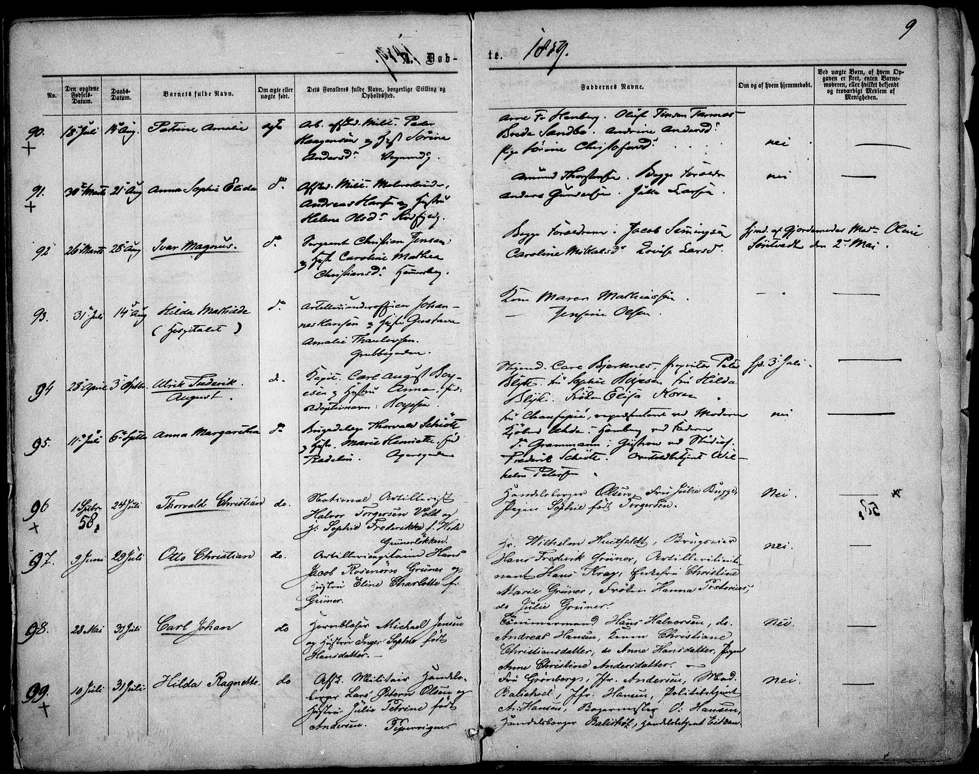 Garnisonsmenigheten Kirkebøker, AV/SAO-A-10846/F/Fa/L0010: Parish register (official) no. 10, 1859-1869, p. 9