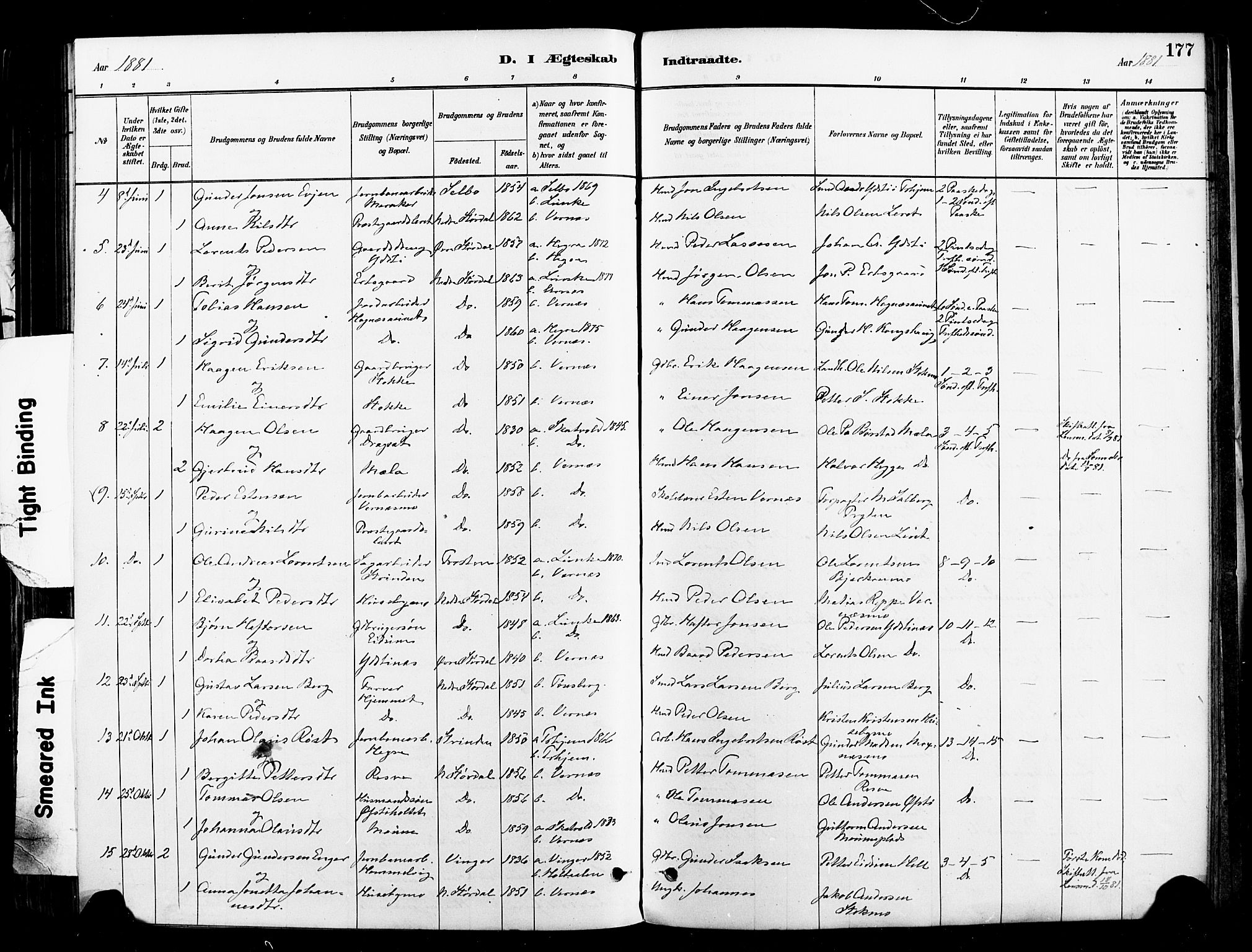 Ministerialprotokoller, klokkerbøker og fødselsregistre - Nord-Trøndelag, SAT/A-1458/709/L0077: Parish register (official) no. 709A17, 1880-1895, p. 177