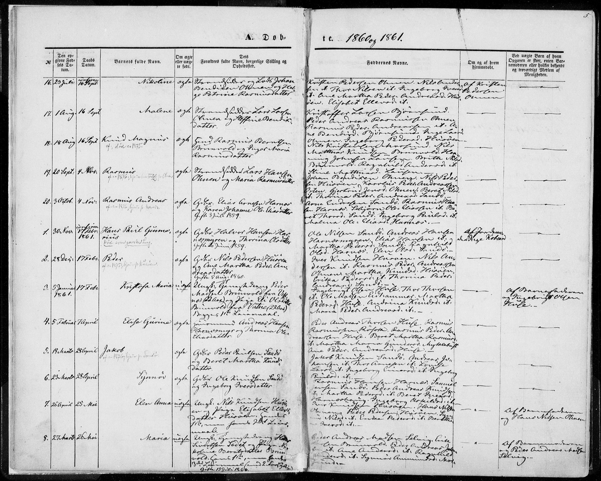 Ministerialprotokoller, klokkerbøker og fødselsregistre - Møre og Romsdal, AV/SAT-A-1454/561/L0728: Parish register (official) no. 561A02, 1858-1878, p. 5