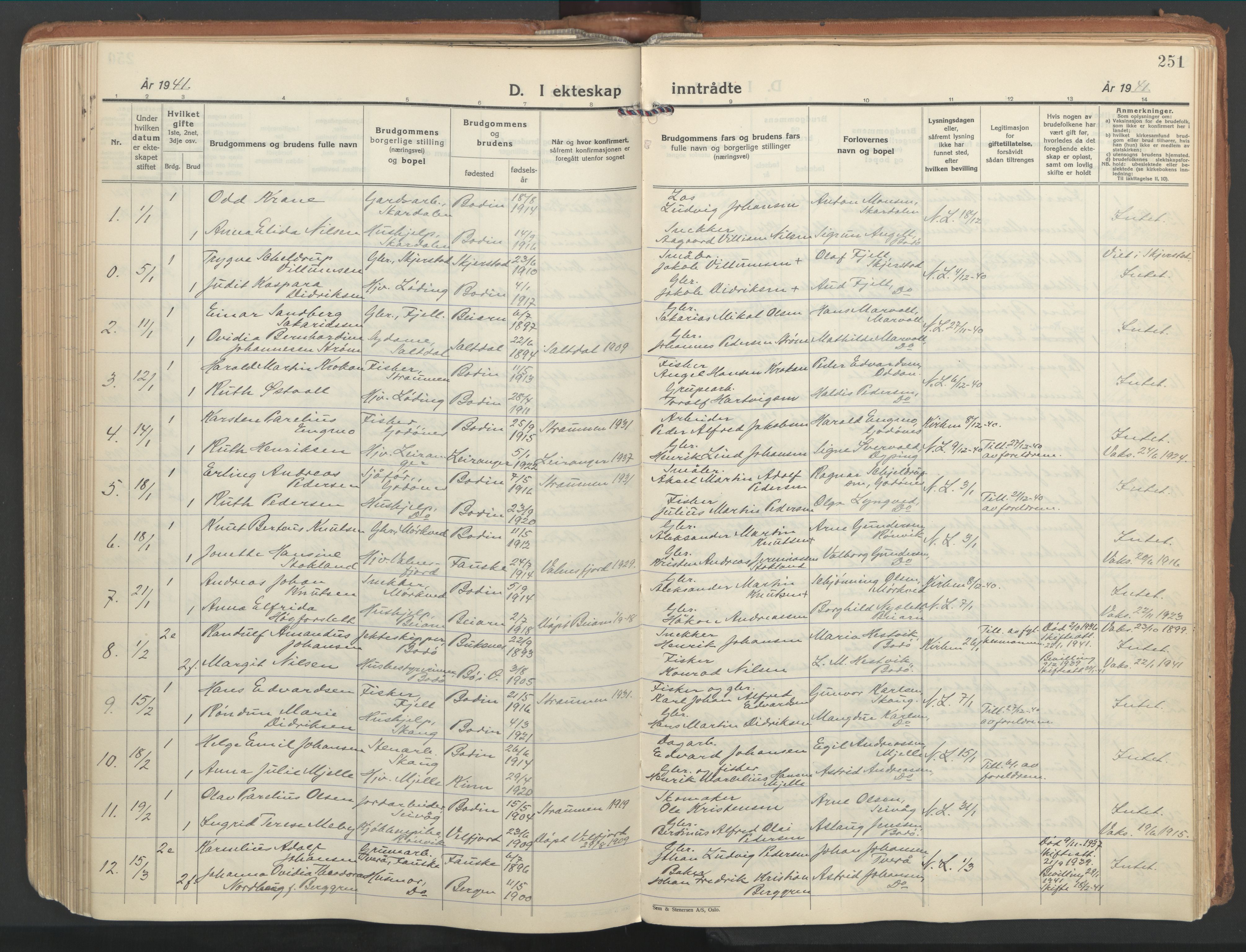 Ministerialprotokoller, klokkerbøker og fødselsregistre - Nordland, SAT/A-1459/802/L0061: Parish register (official) no. 802A08, 1933-1946, p. 251
