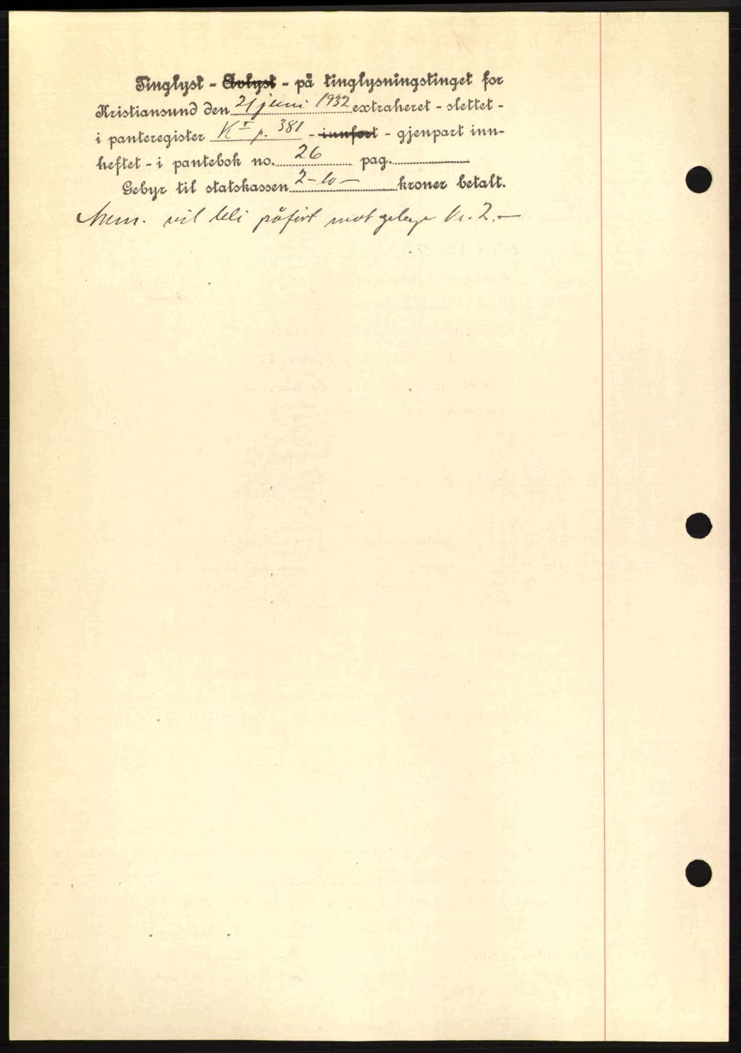 Kristiansund byfogd, AV/SAT-A-4587/A/27: Mortgage book no. 26, 1931-1933, Deed date: 21.06.1932