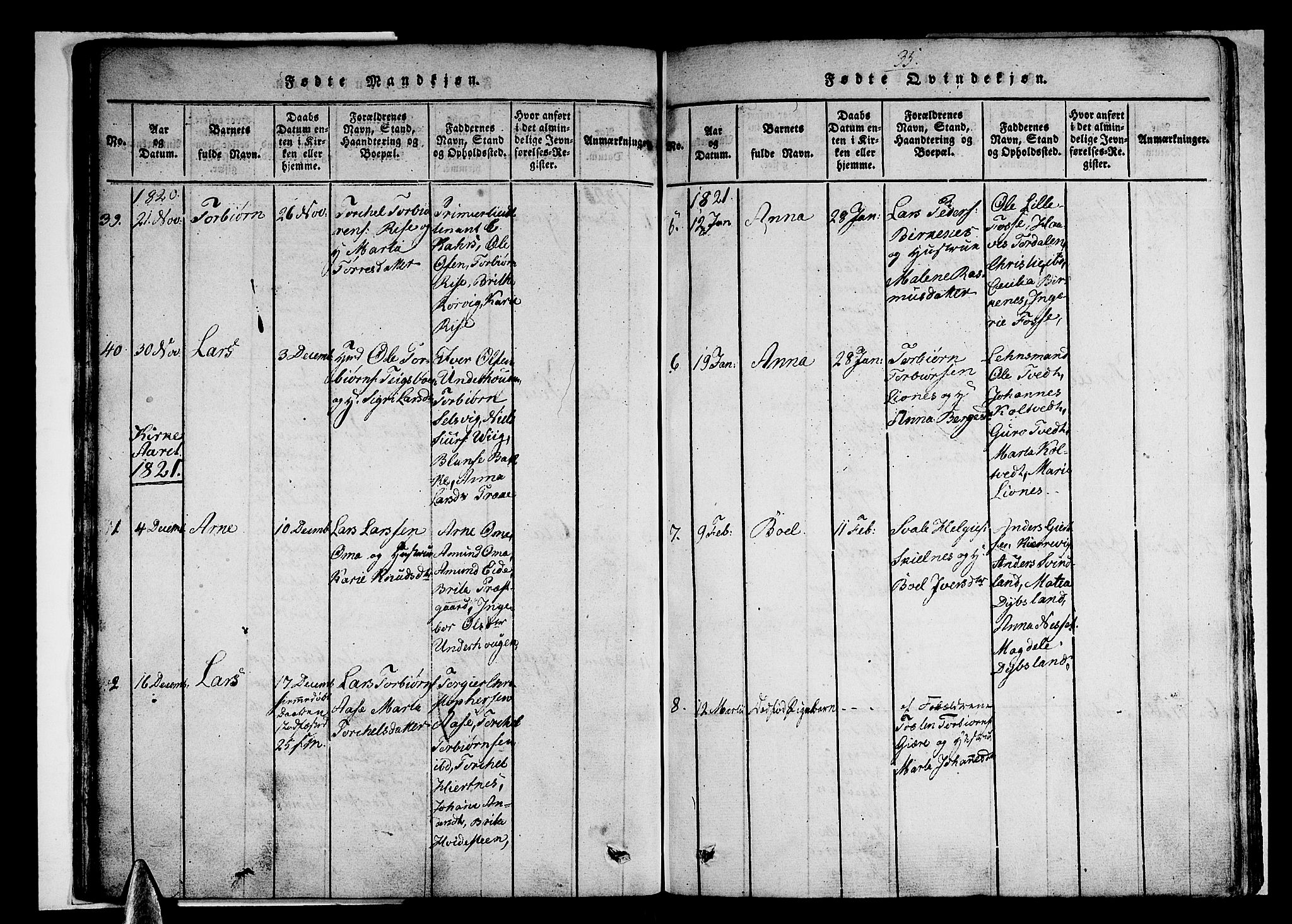 Strandebarm sokneprestembete, AV/SAB-A-78401/H/Haa: Parish register (official) no. A 5, 1816-1826, p. 35