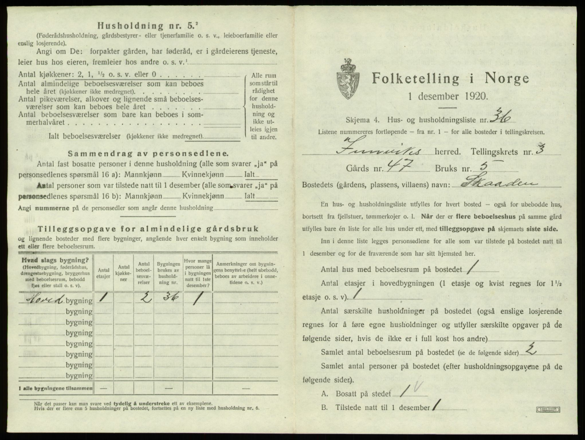 SAB, 1920 census for Innvik, 1920, p. 223