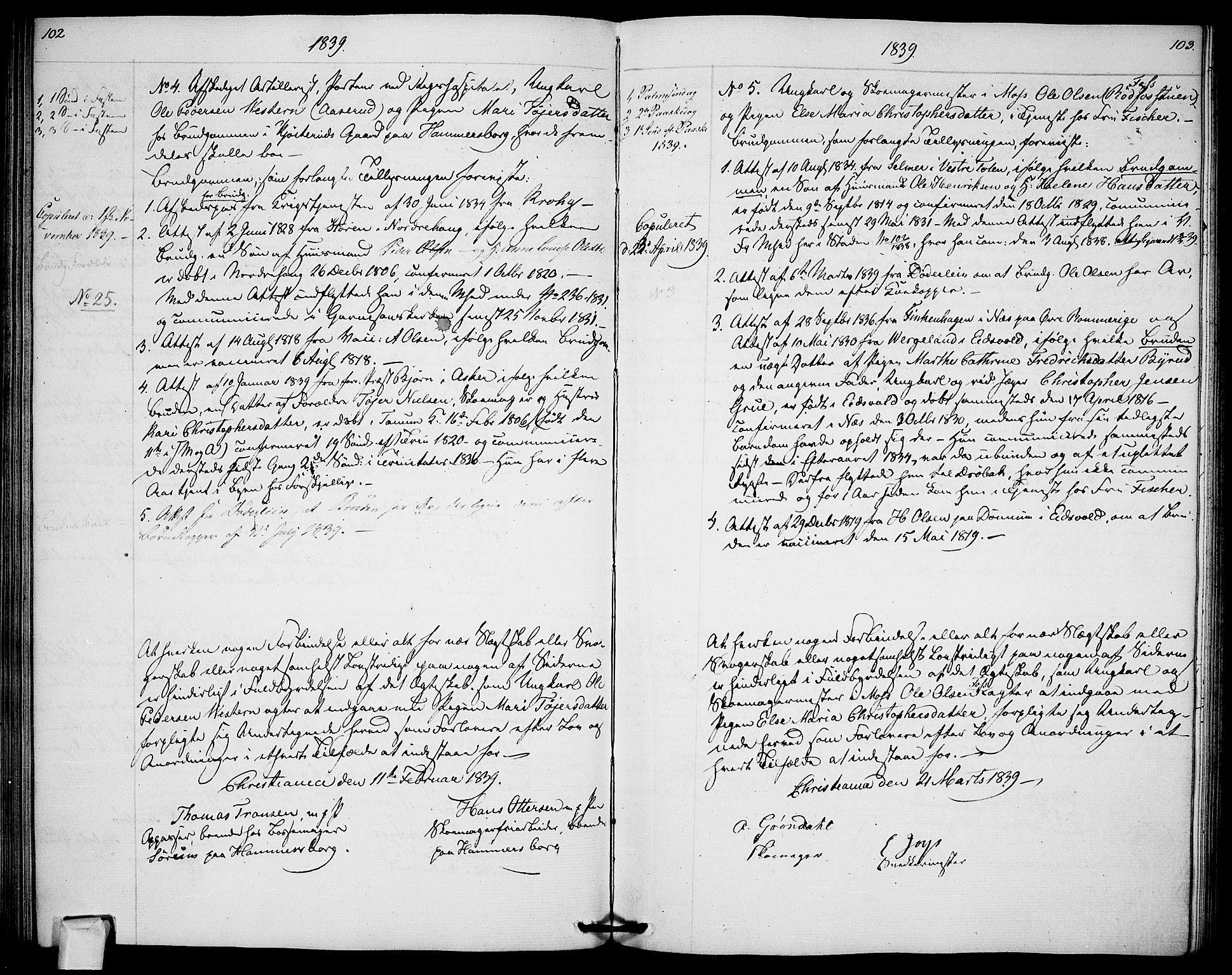 Garnisonsmenigheten Kirkebøker, SAO/A-10846/H/Ha/L0003: Banns register no. I 3, 1835-1840, p. 102-103