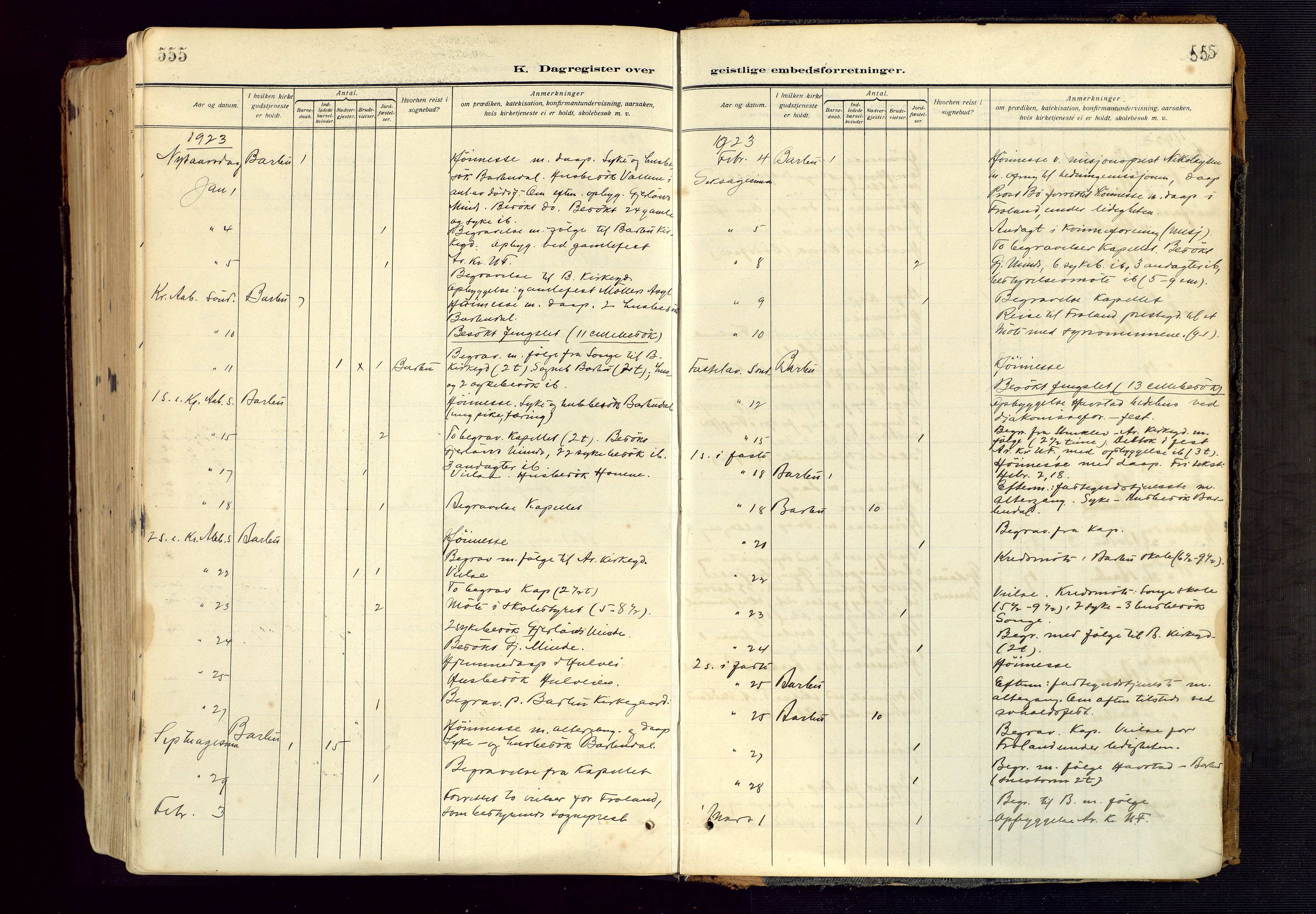 Barbu sokneprestkontor, SAK/1111-0003/F/Fa/L0006: Parish register (official) no. A 6, 1910-1929, p. 555