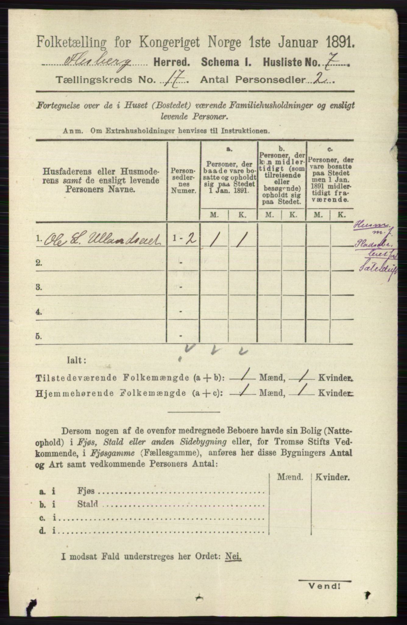 RA, 1891 census for 0631 Flesberg, 1891, p. 2982