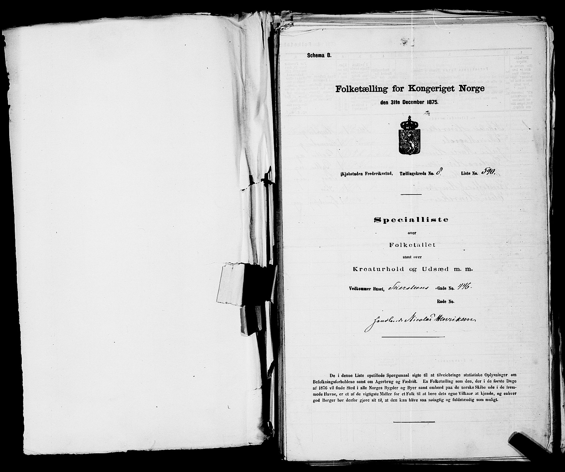 RA, 1875 census for 0103B Fredrikstad/Fredrikstad, 1875, p. 1346