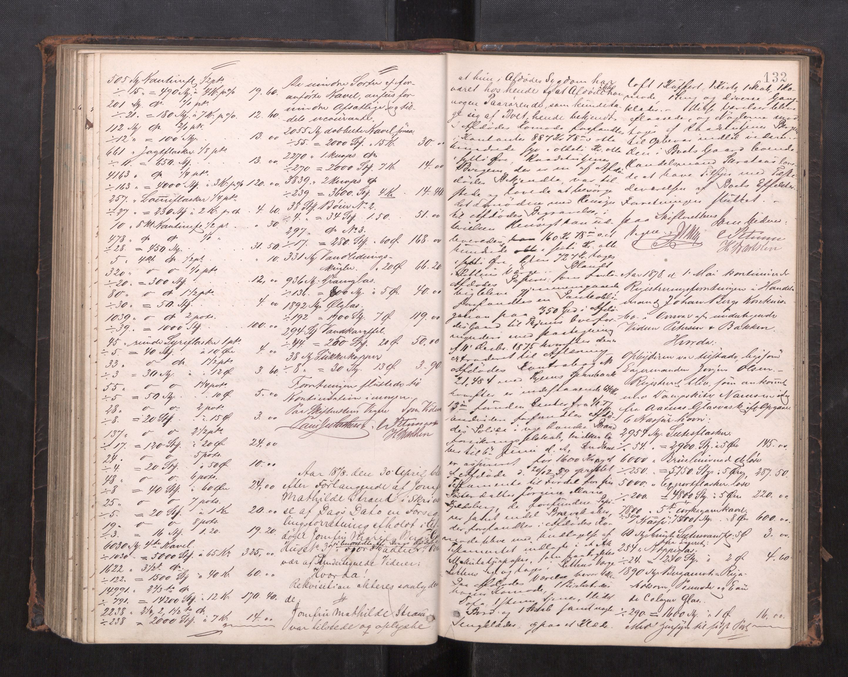 Trondheim byfogd, AV/SAT-A-0003/1/3/3C/L0007: Skifteregistreringsprotokoll - 1/2-5/11. (u/ register), 1876-1879, p. 132